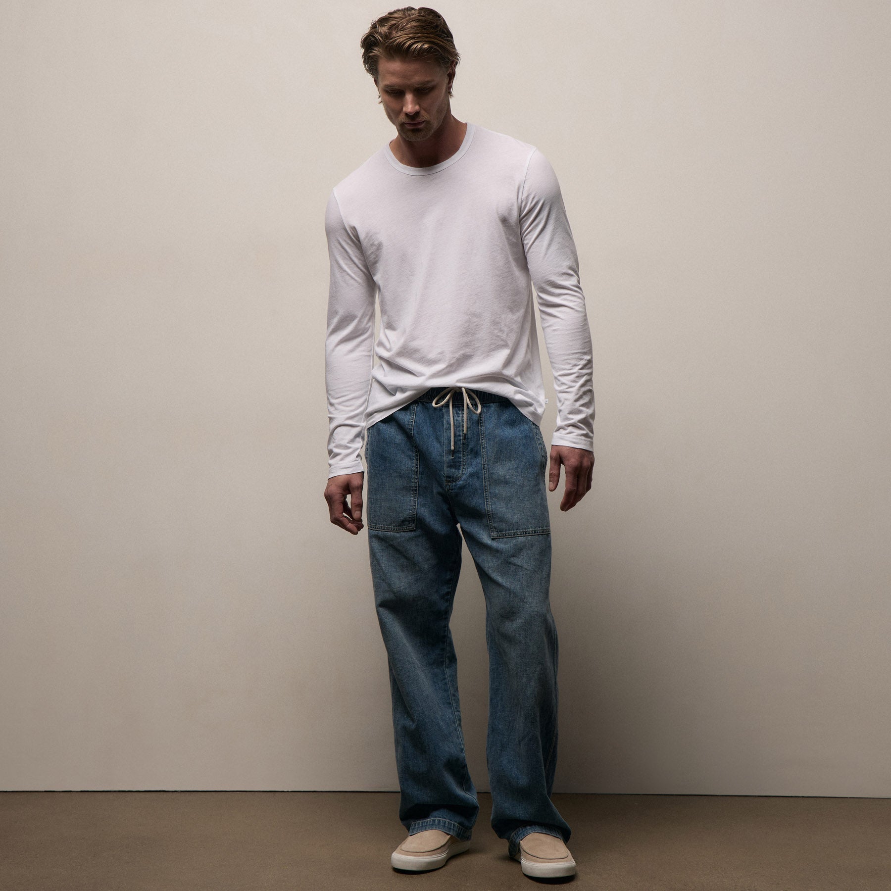Long Sleeve Crew Neck - White
