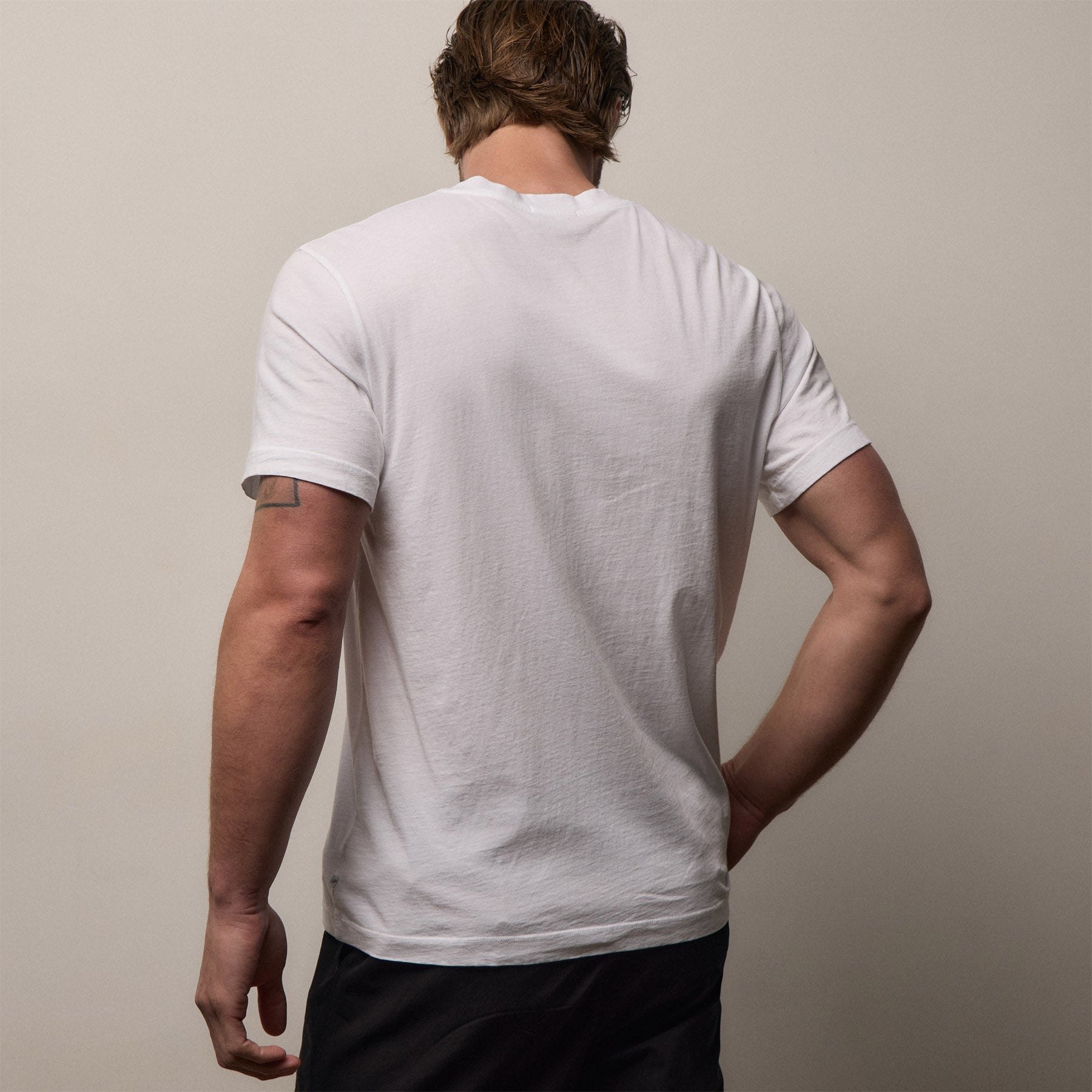 Short Sleeve V Neck - White