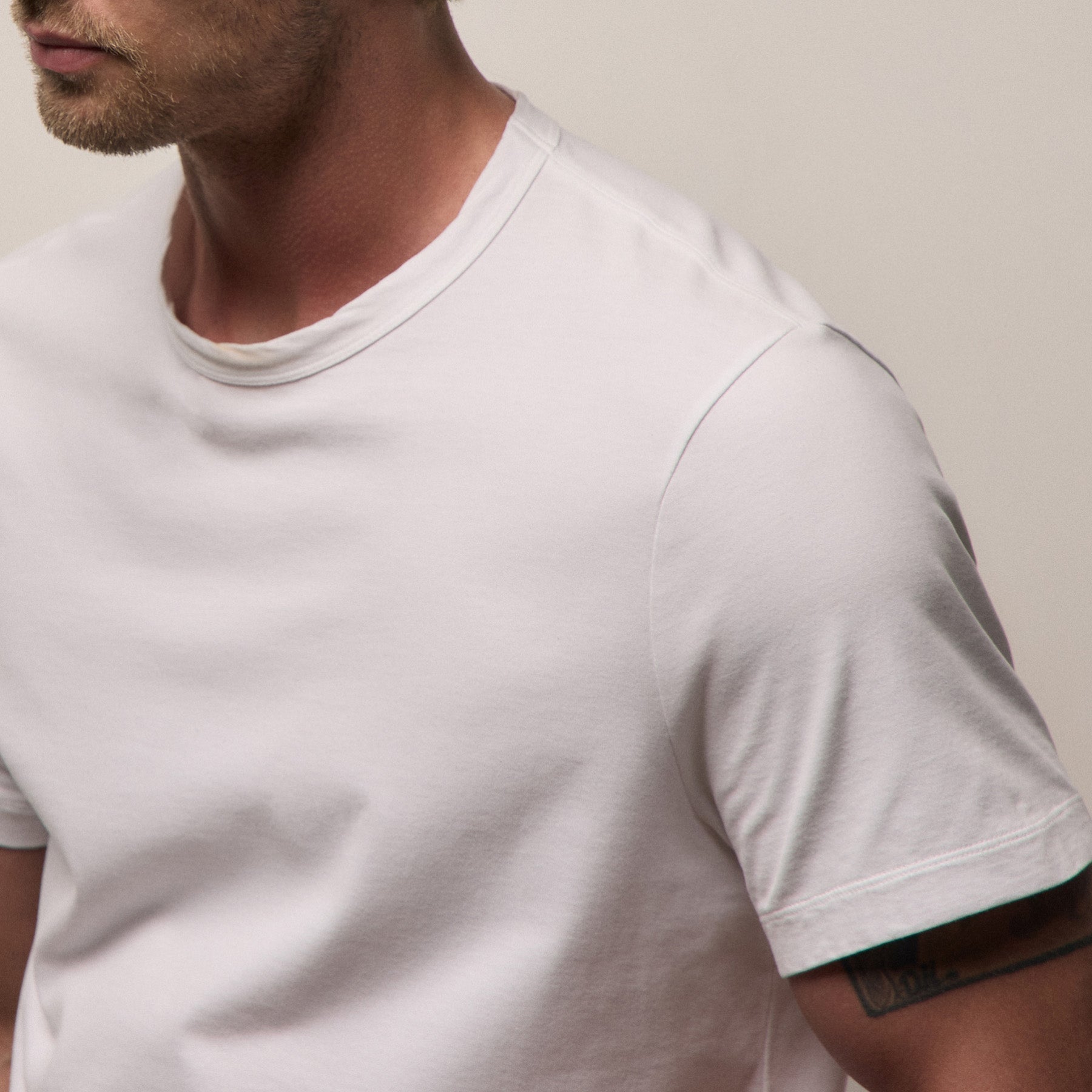 Heavy Luxe Jersey Crew - White