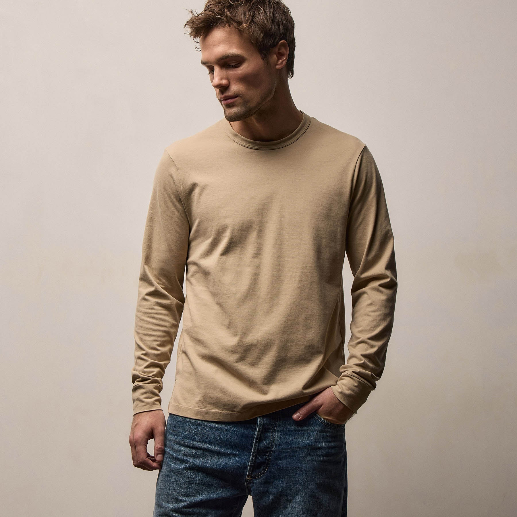 Heavy Luxe Jersey Long Sleeve - Light Khaki