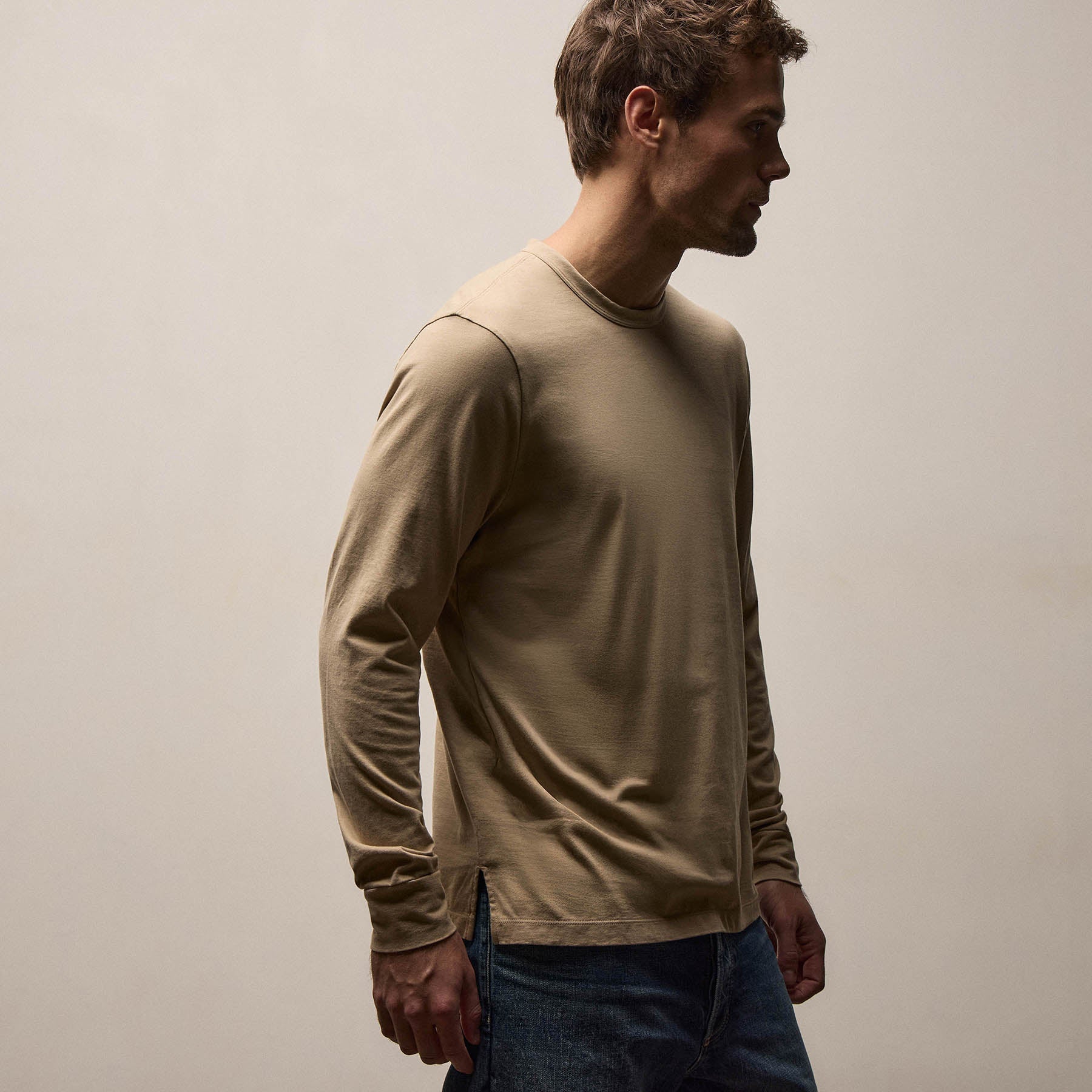 Heavy Luxe Jersey Long Sleeve - Light Khaki