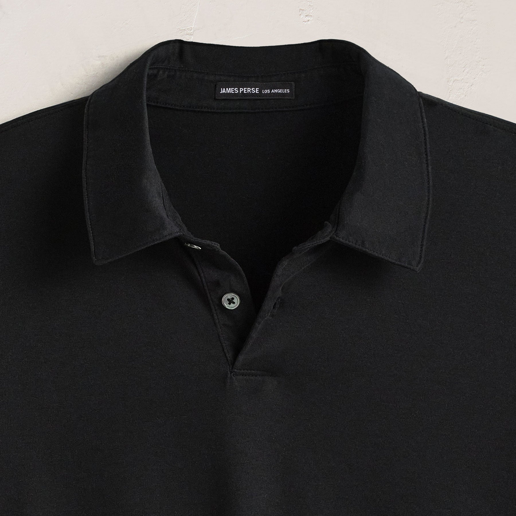 Heavy Luxe Jersey Long Sleeve Polo - Black