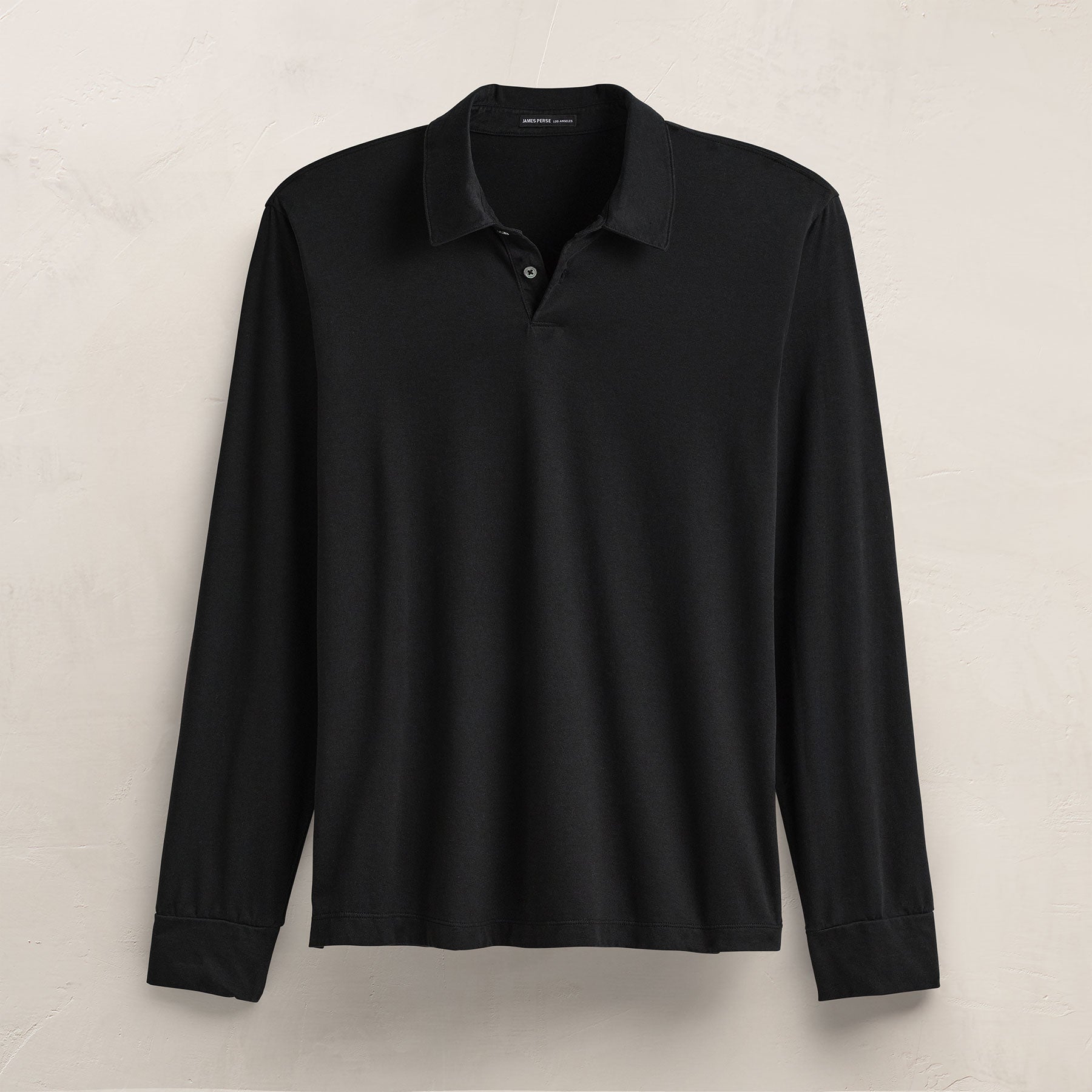 Heavy Luxe Jersey Long Sleeve Polo - Black