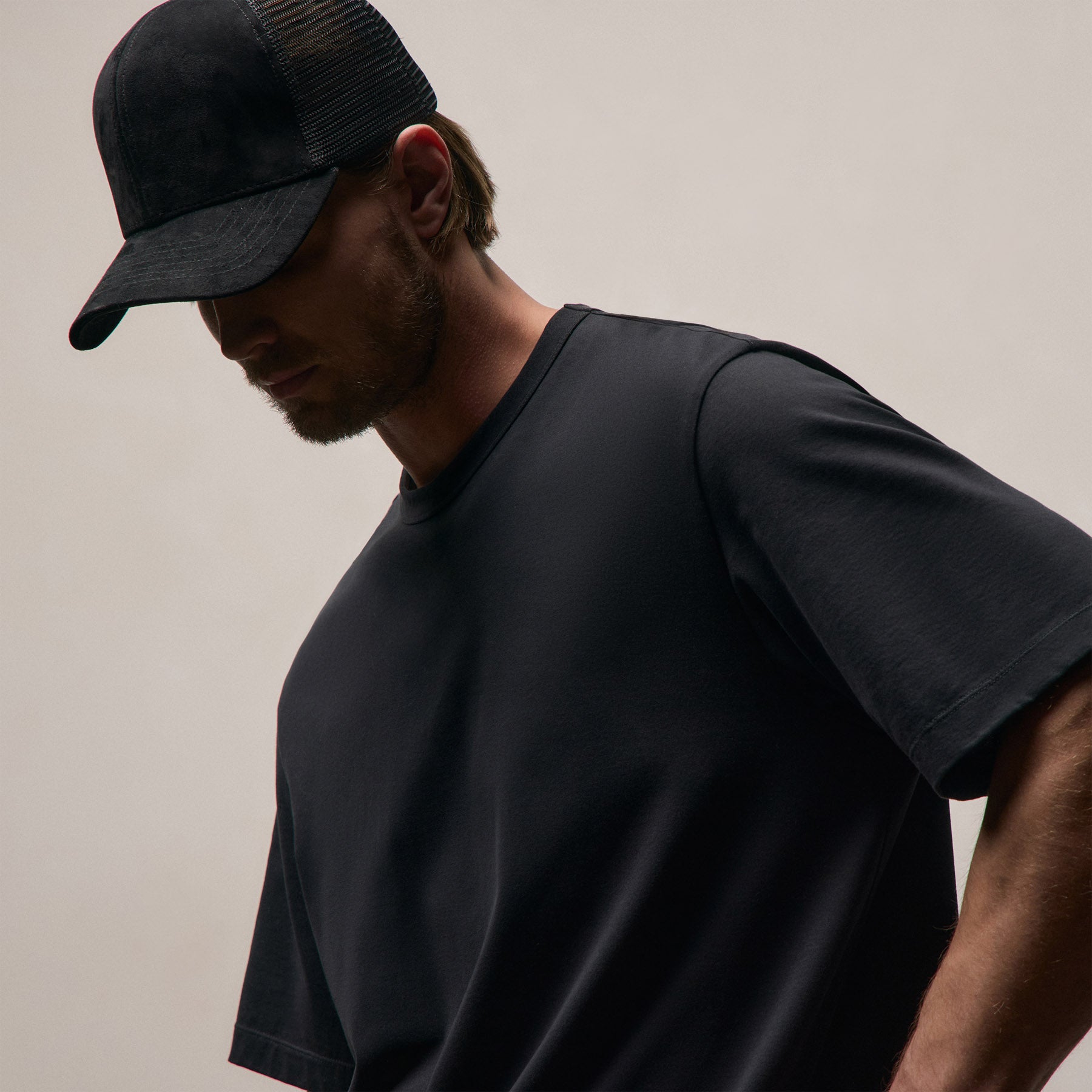 Heavy Luxe Jersey Oversized Crew - Black