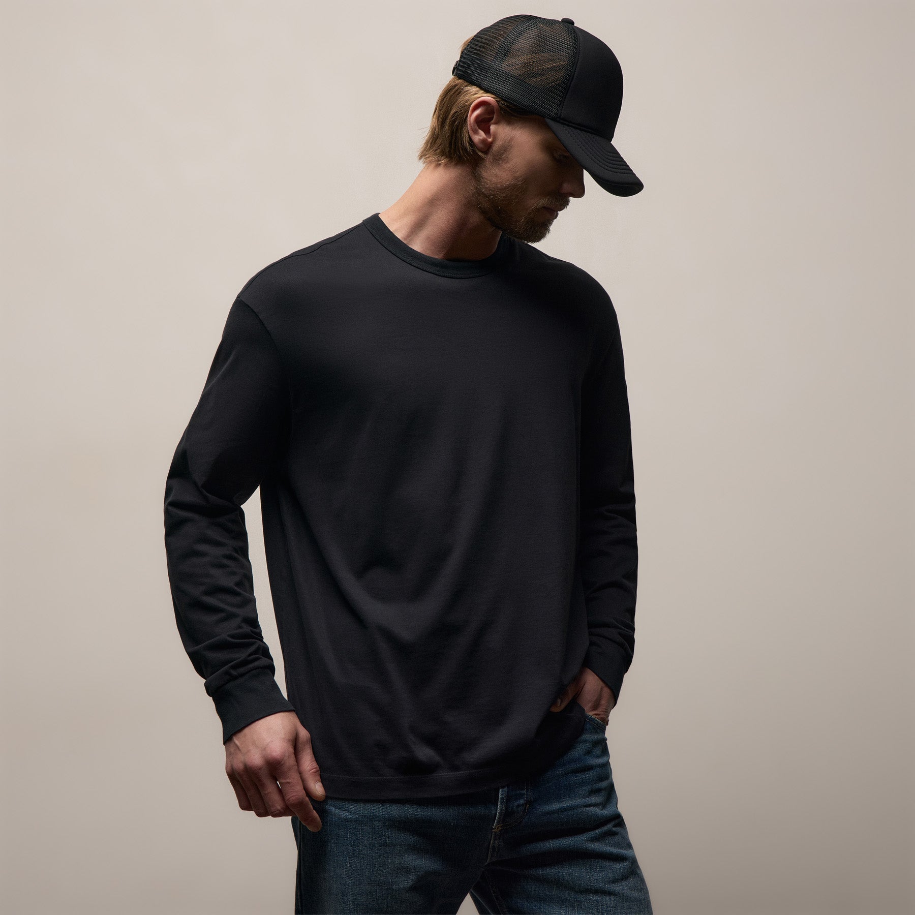 Heavy Luxe Jersey Oversized Long Sleeve - Black