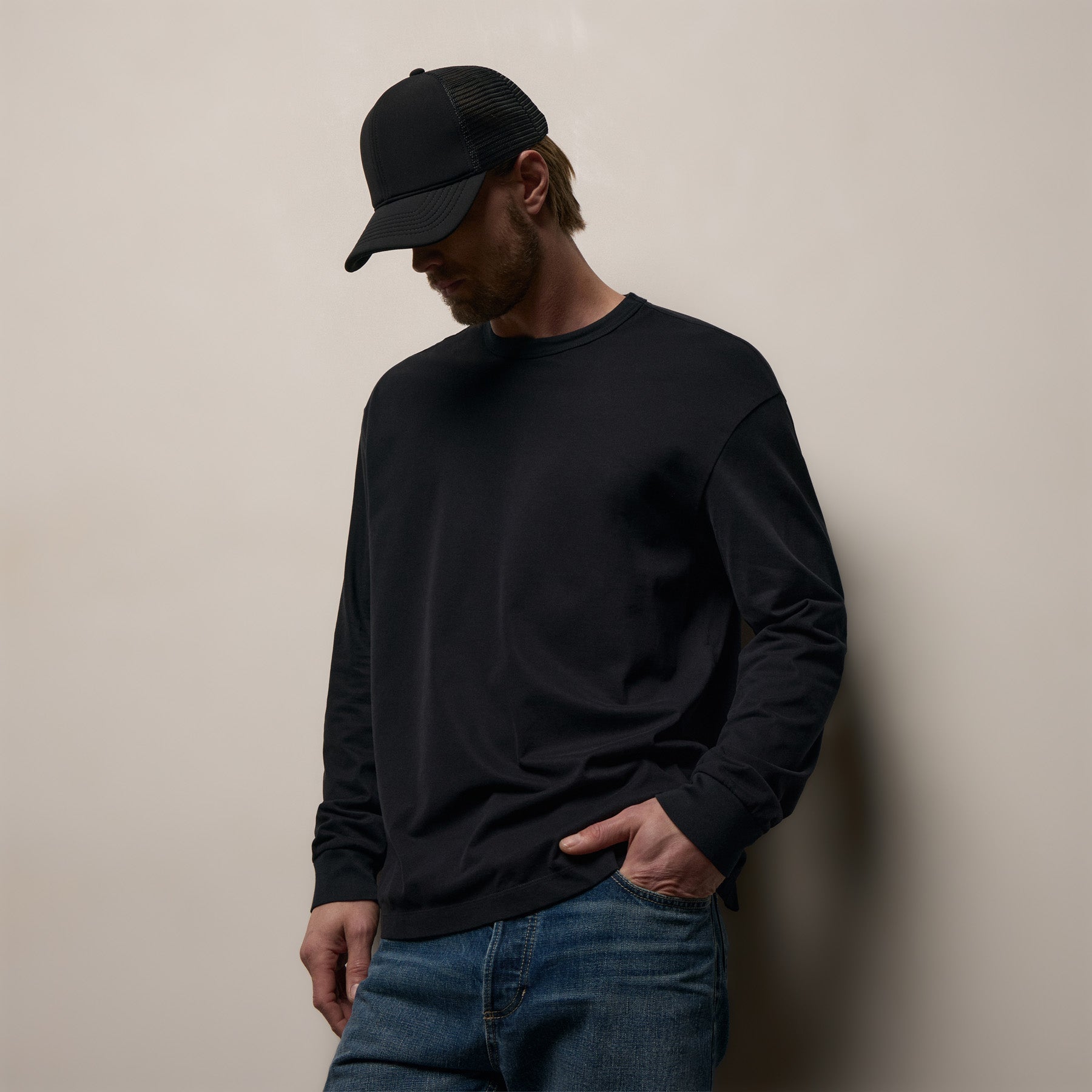 Heavy Luxe Jersey Oversized Long Sleeve - Black