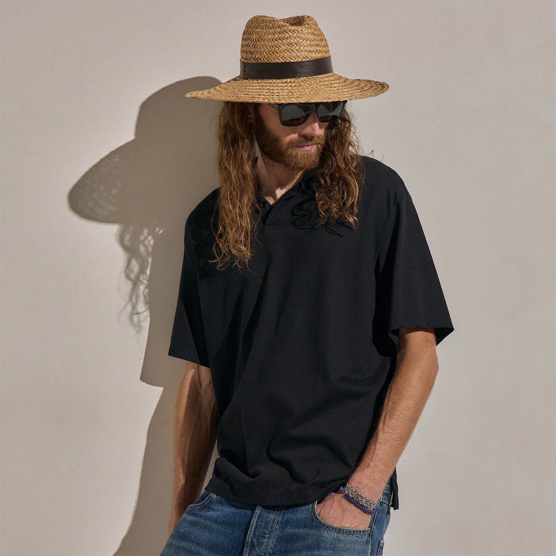 Heavy Luxe Jersey Oversized Polo - Black