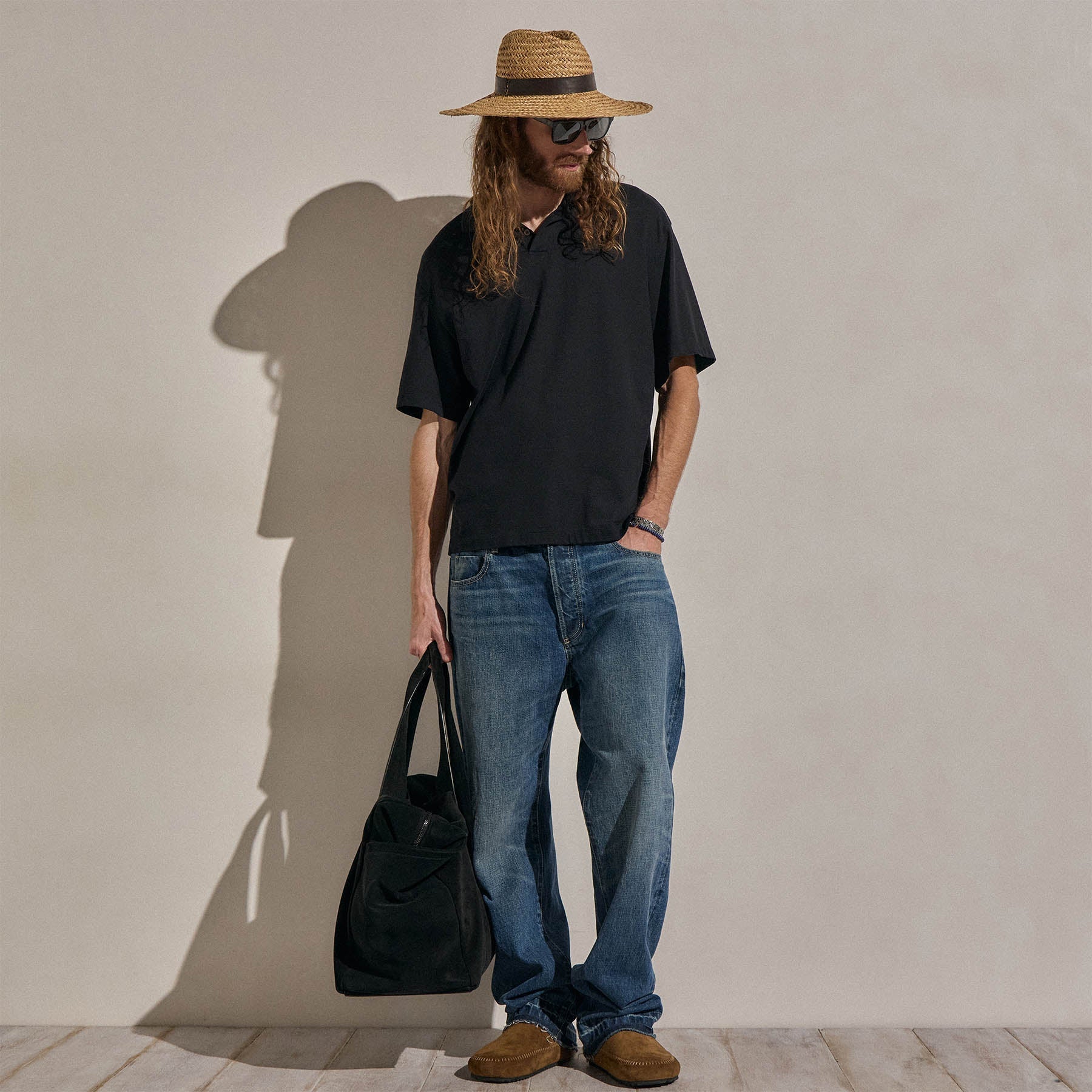 Heavy Luxe Jersey Oversized Polo - Black