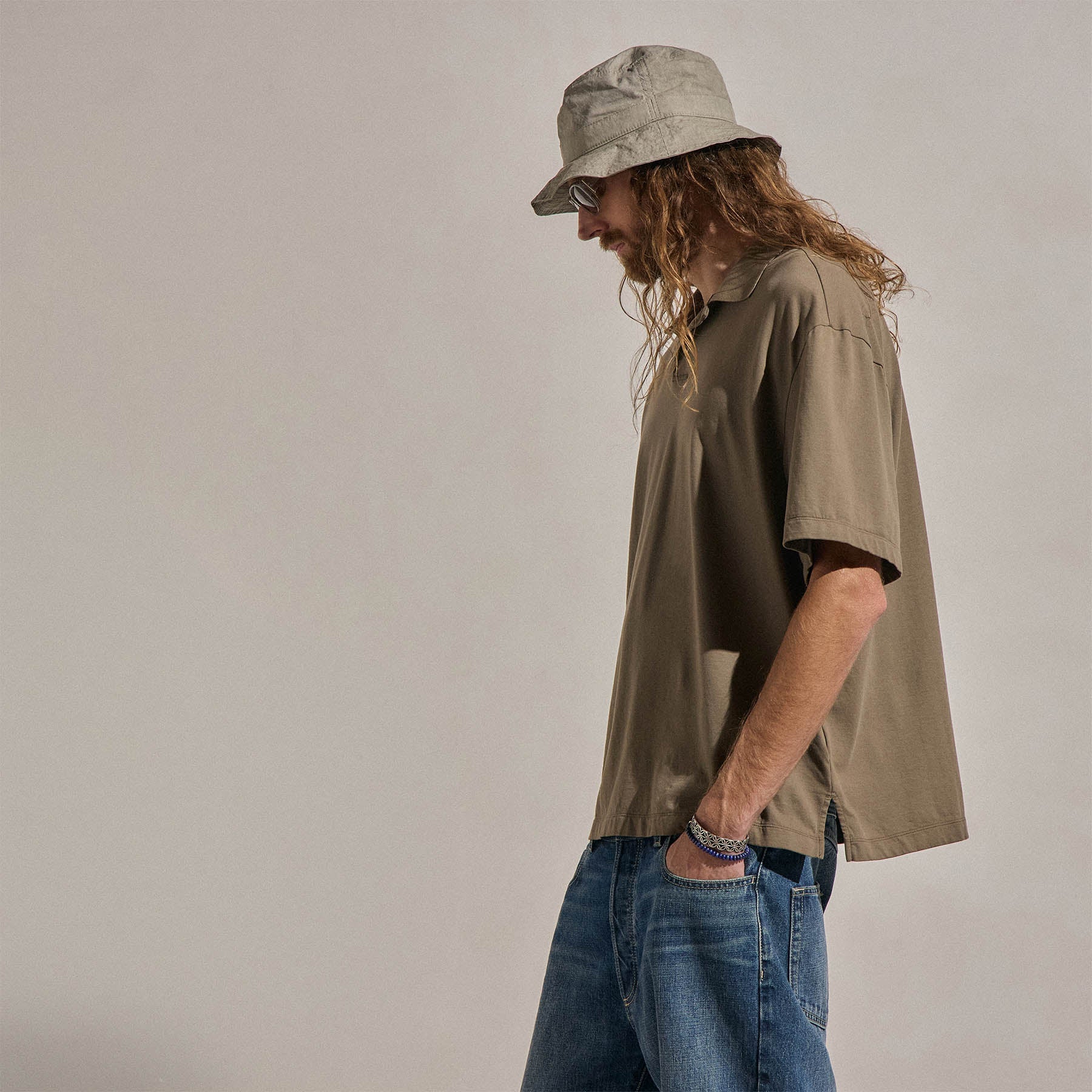 Heavy Luxe Jersey Oversized Polo - Light Olive