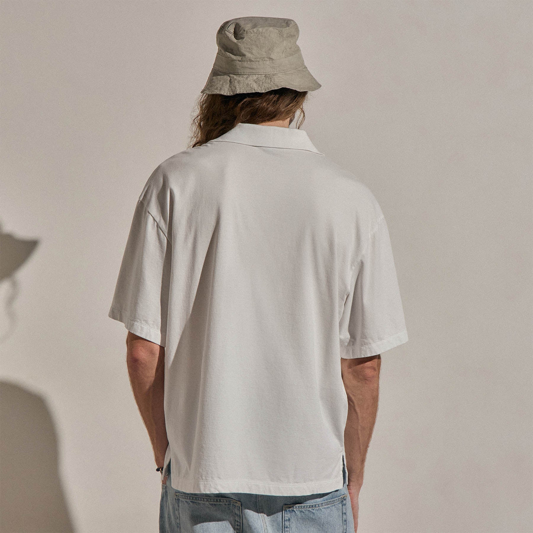 Heavy Luxe Jersey Oversized Polo - White