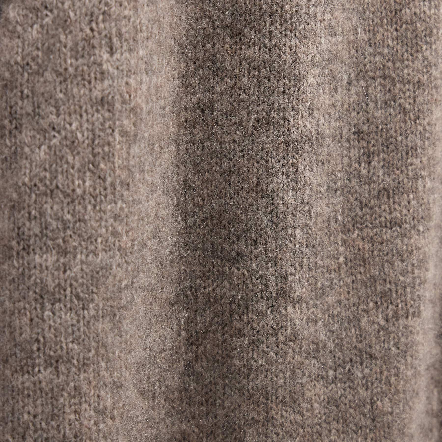 Lightweight Textured Cashmere Knit Zip Up Hoodie - Beige Melange