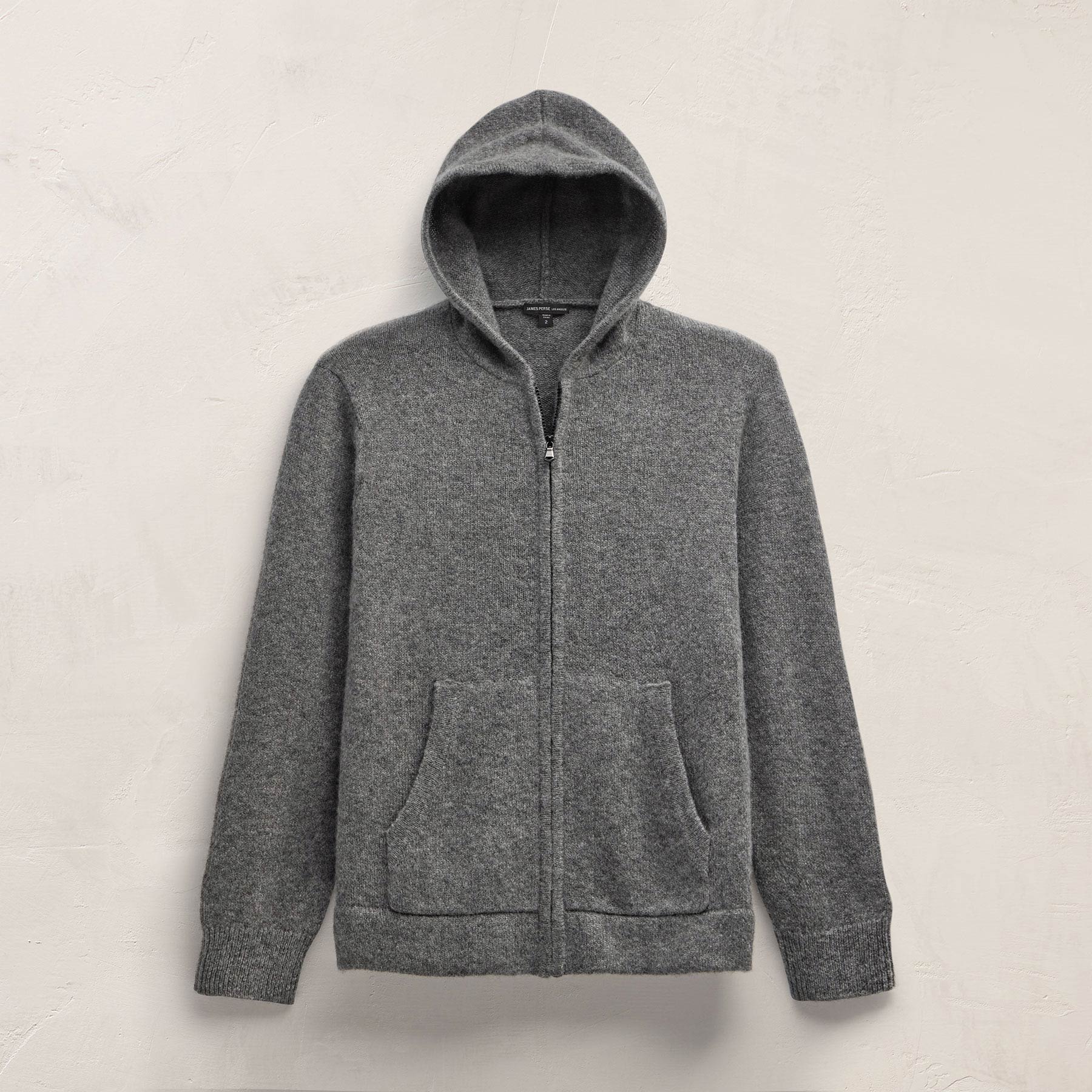 Lightweight Textured Cashmere Knit Zip Up Hoodie - Thunder