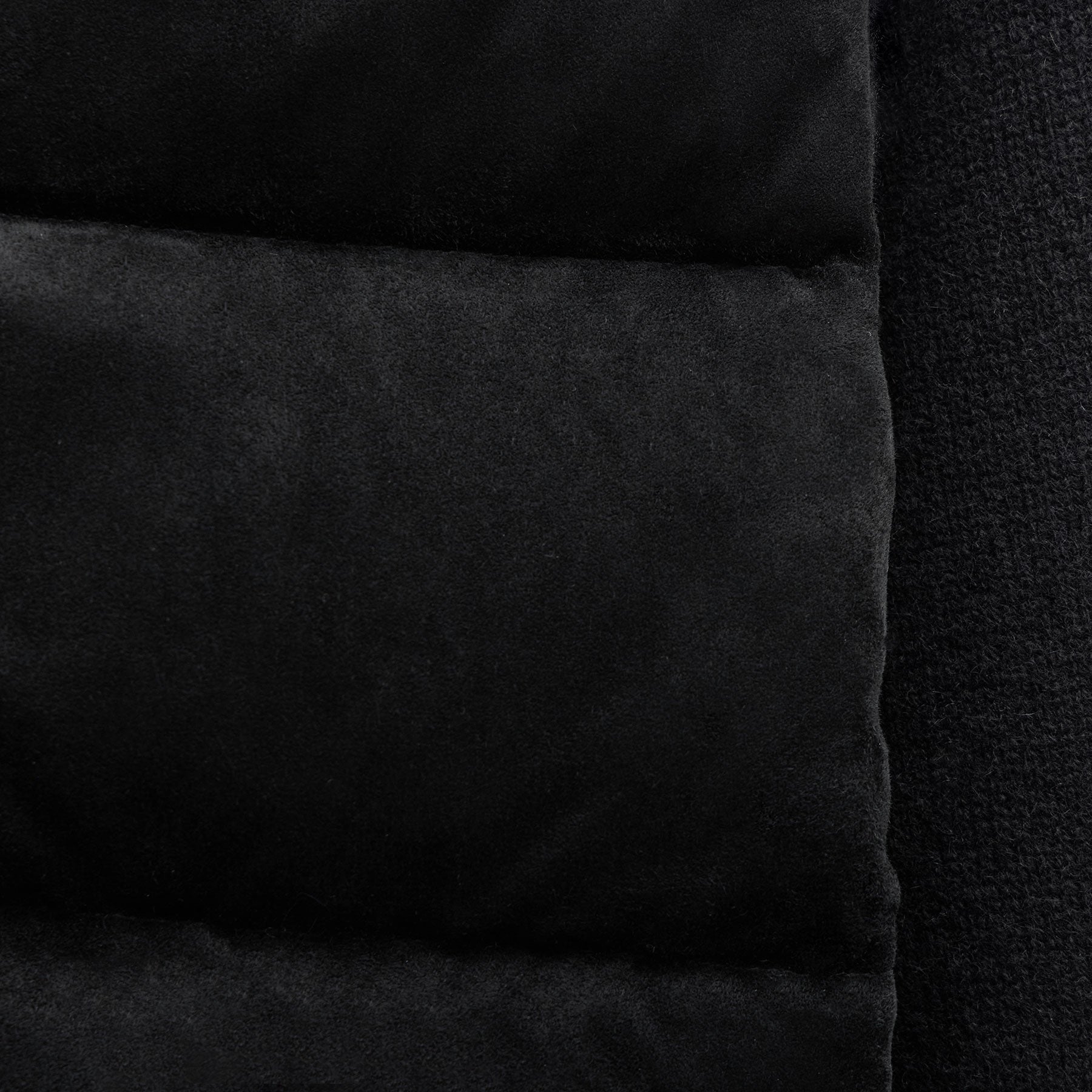 Suede Front Zip Up Sweater - Black