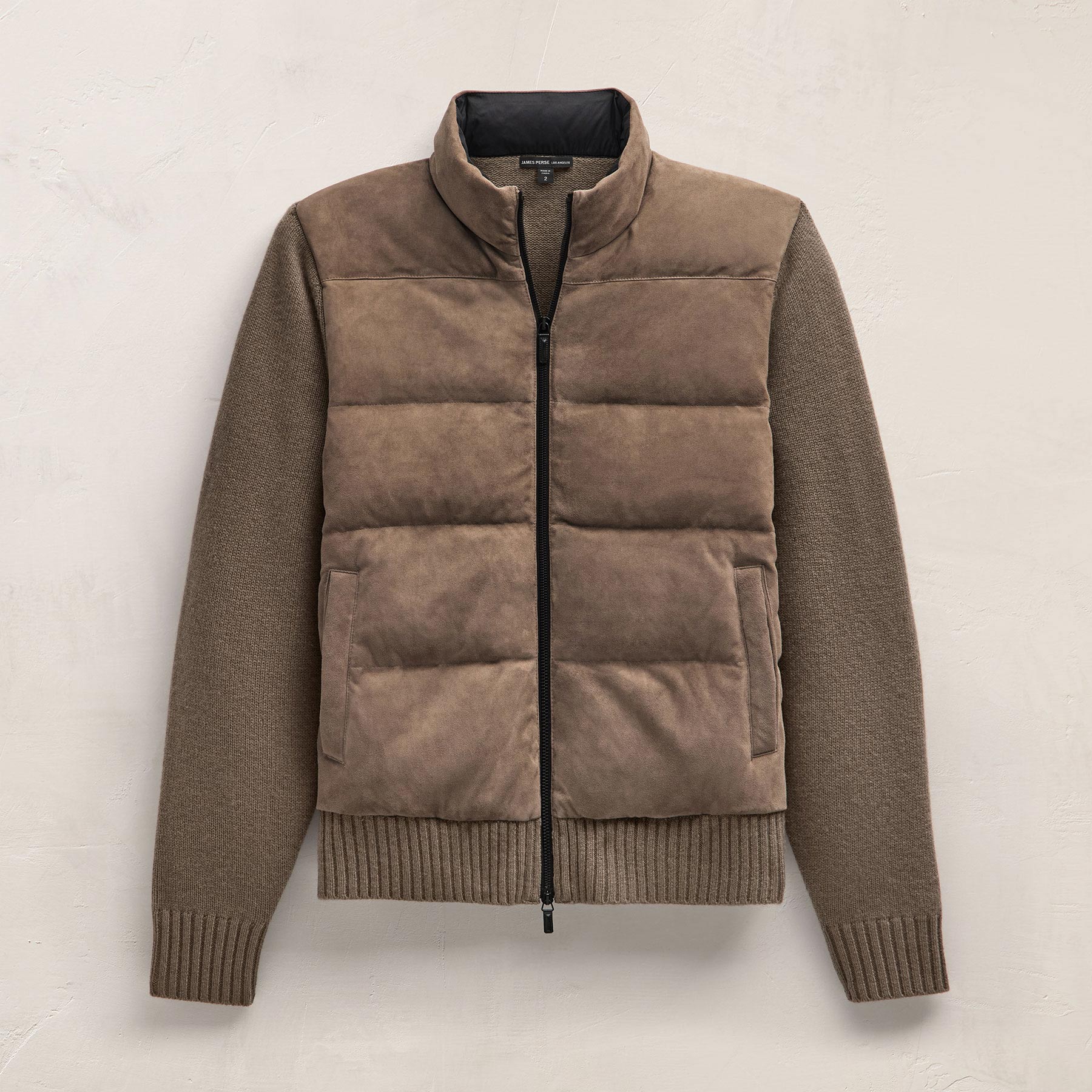 Suede Front Zip Up Sweater - Caribou