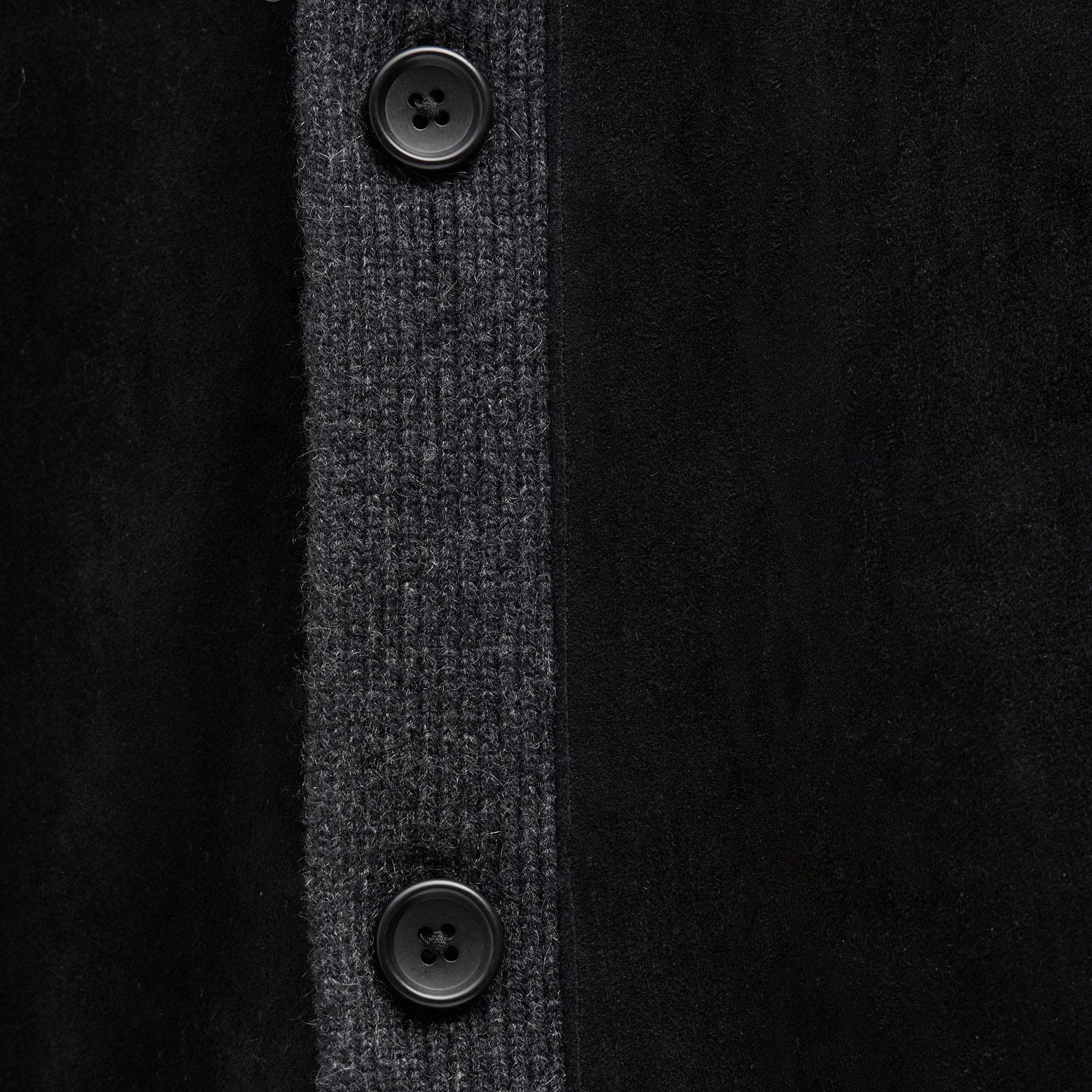 Suede Front Cashmere Cardigan - Coal