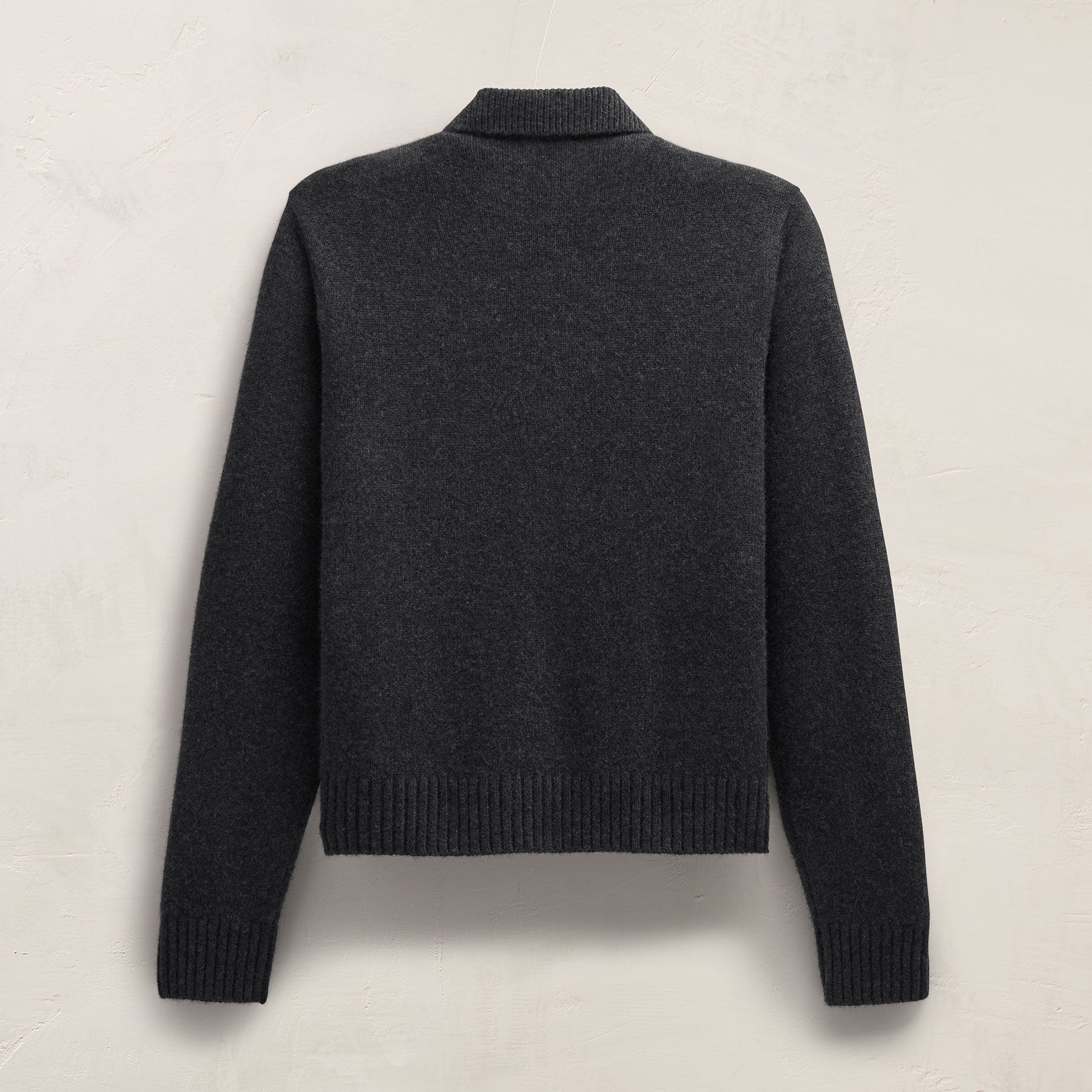 Suede Front Cashmere Cardigan - Coal