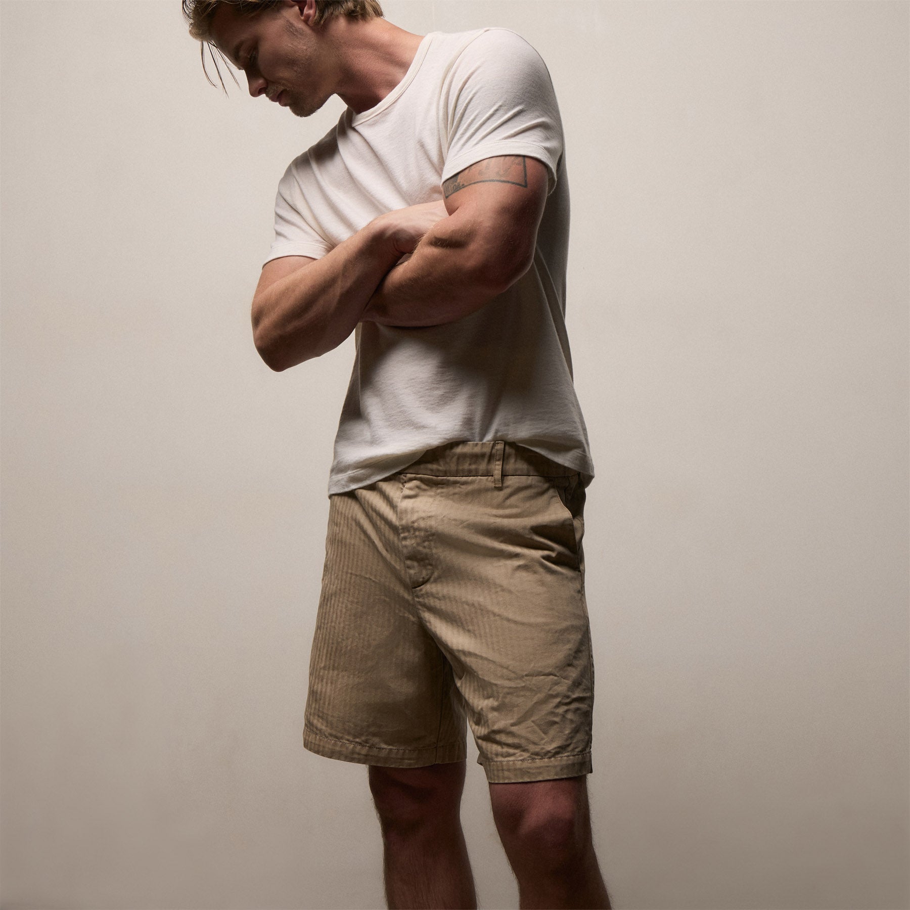 Herringbone Surplus Short - Light Khaki Pigment