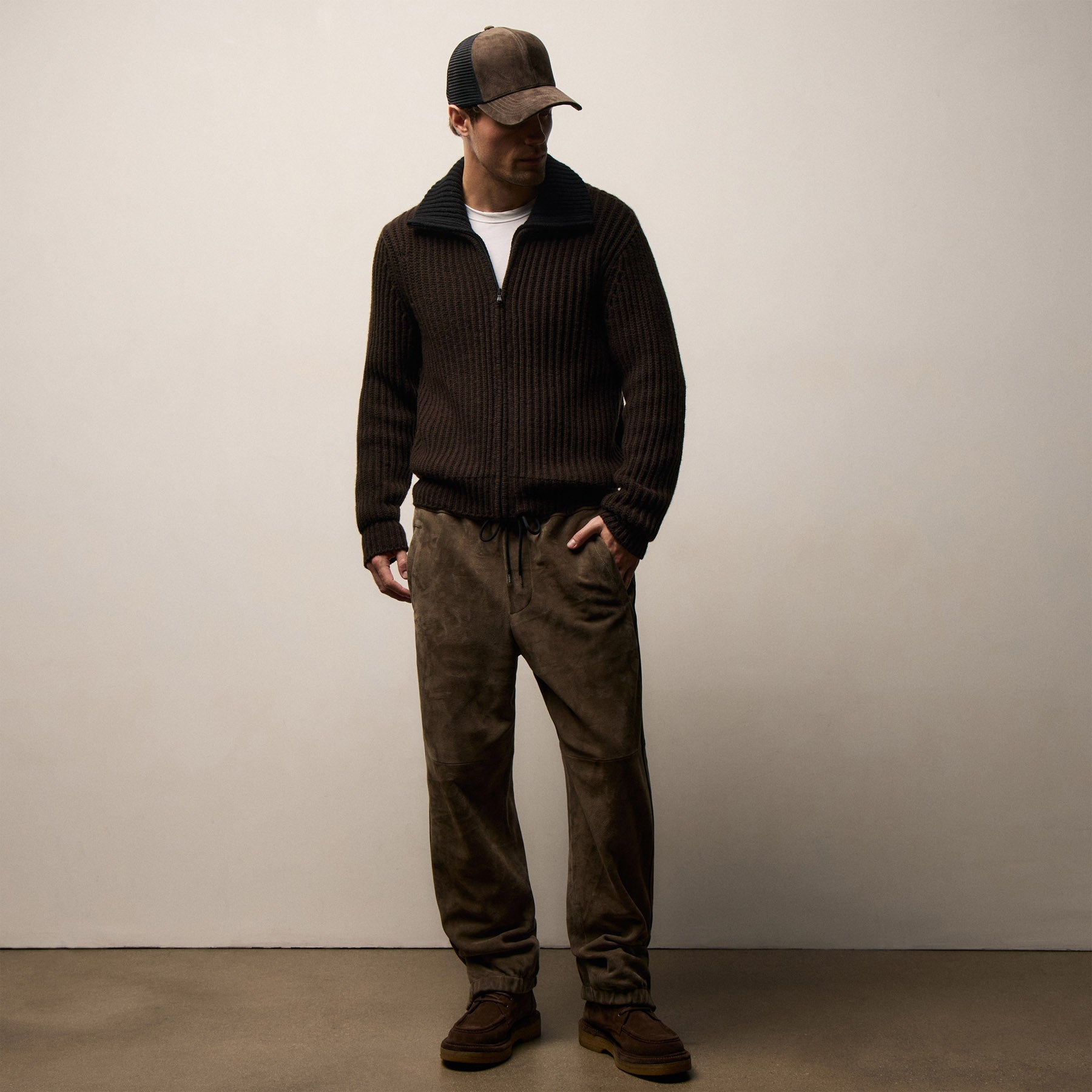 Suede Track Pant - Caribou