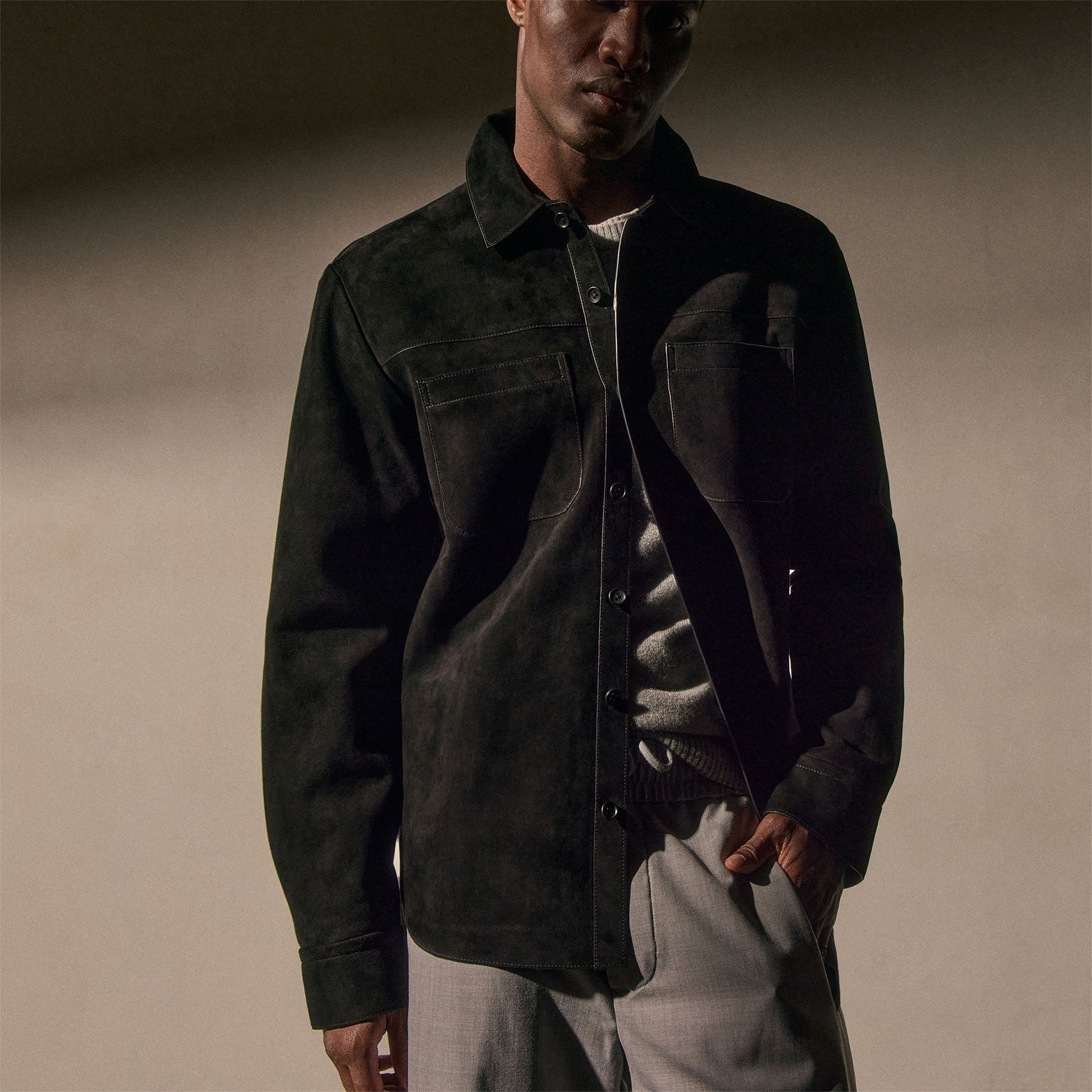 Suede Western Shirt - Black