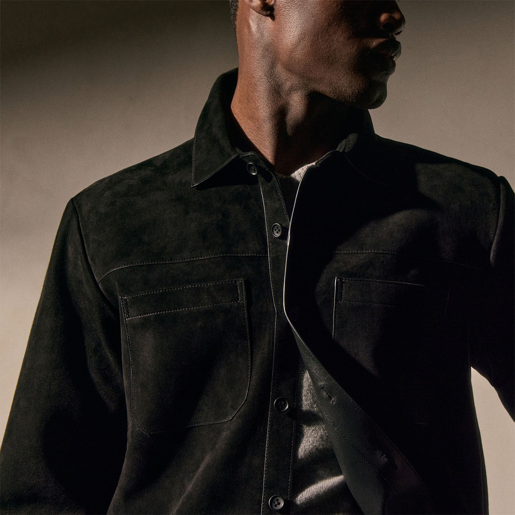 Suede Western Shirt - Black