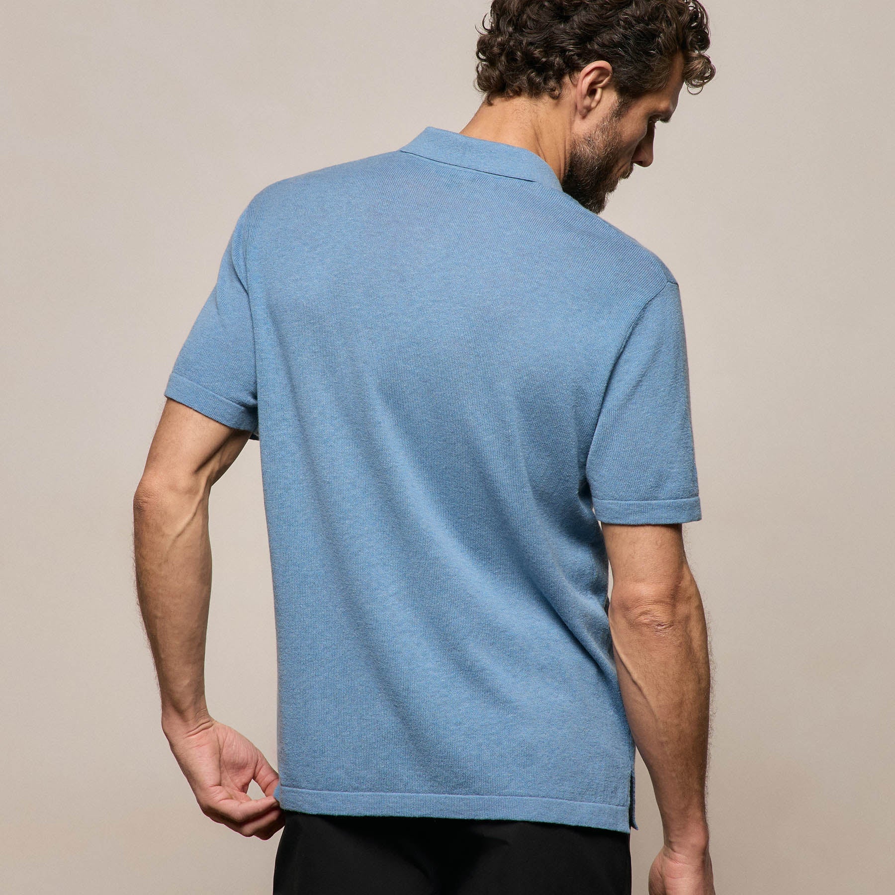 Cotton Cashmere Polo - Denim