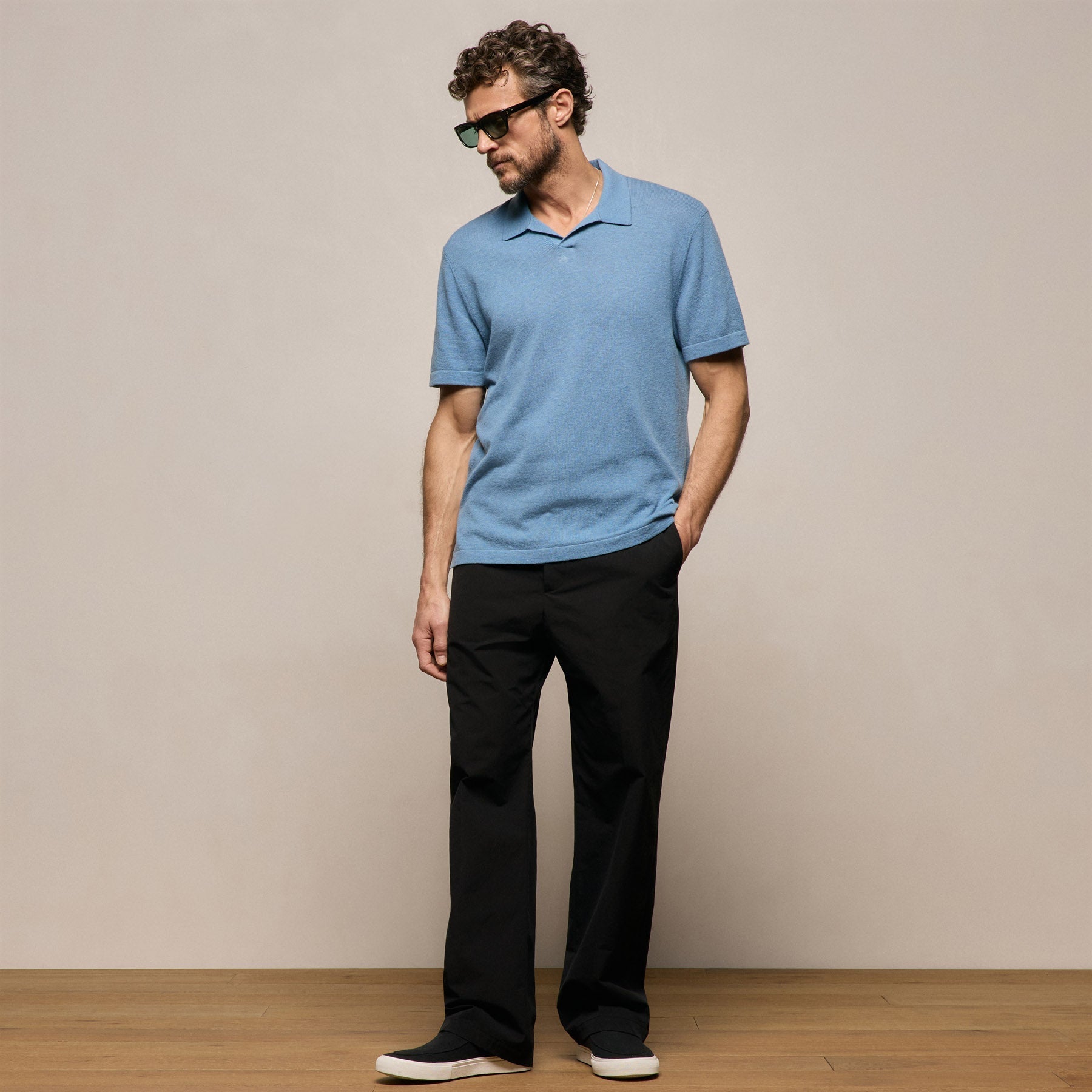 Cotton Cashmere Polo - Denim