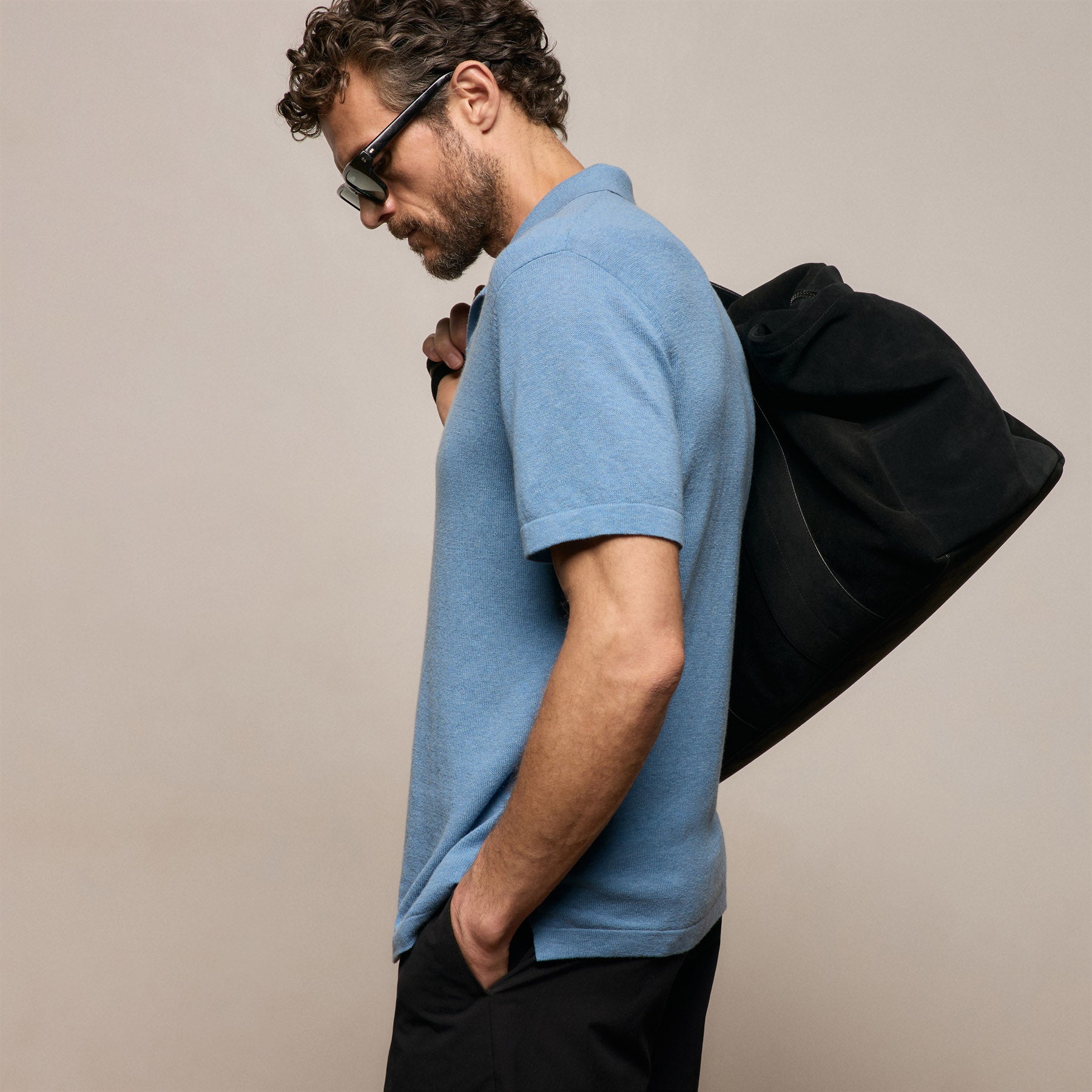 Cotton Cashmere Polo - Denim