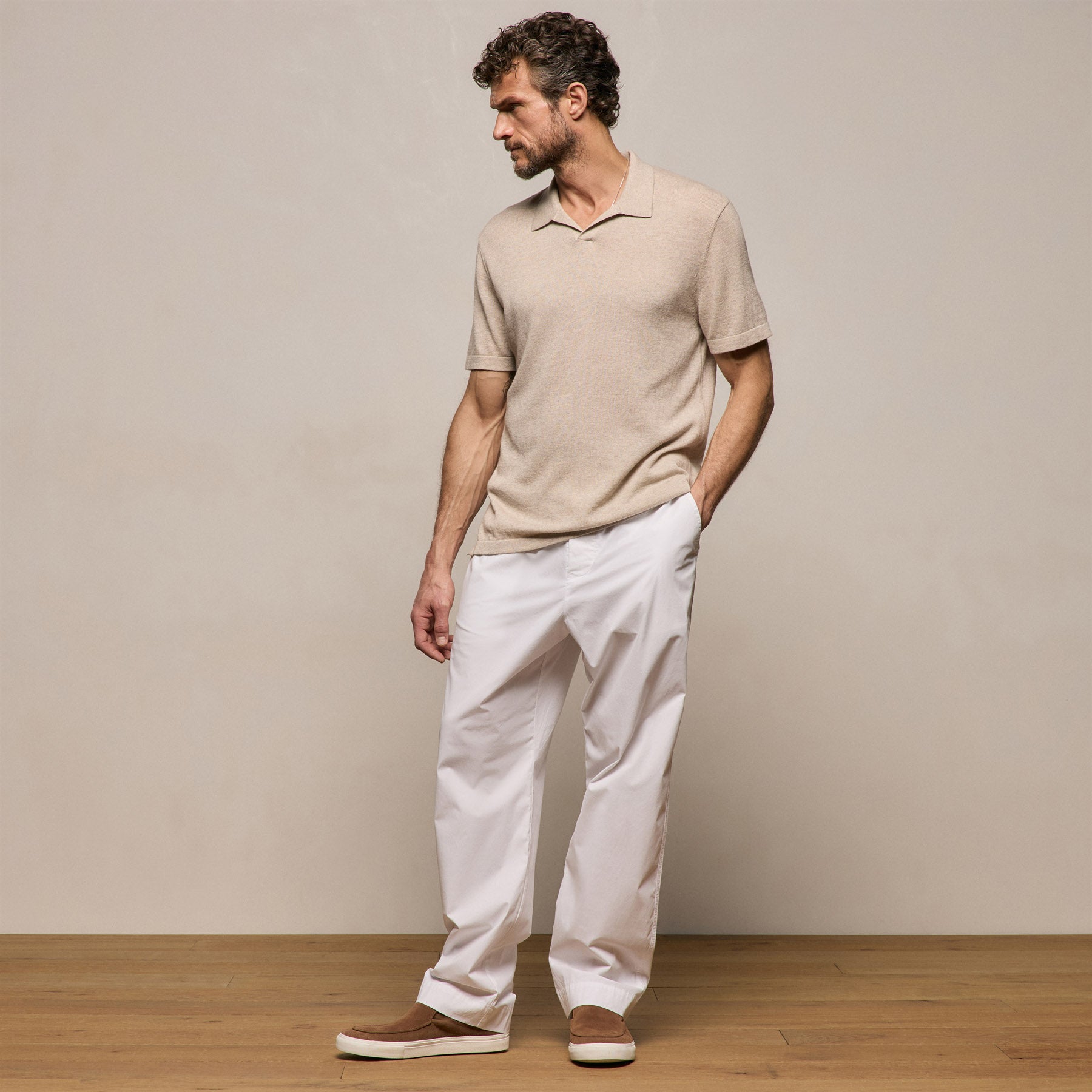 Cotton Cashmere Polo - Wheat