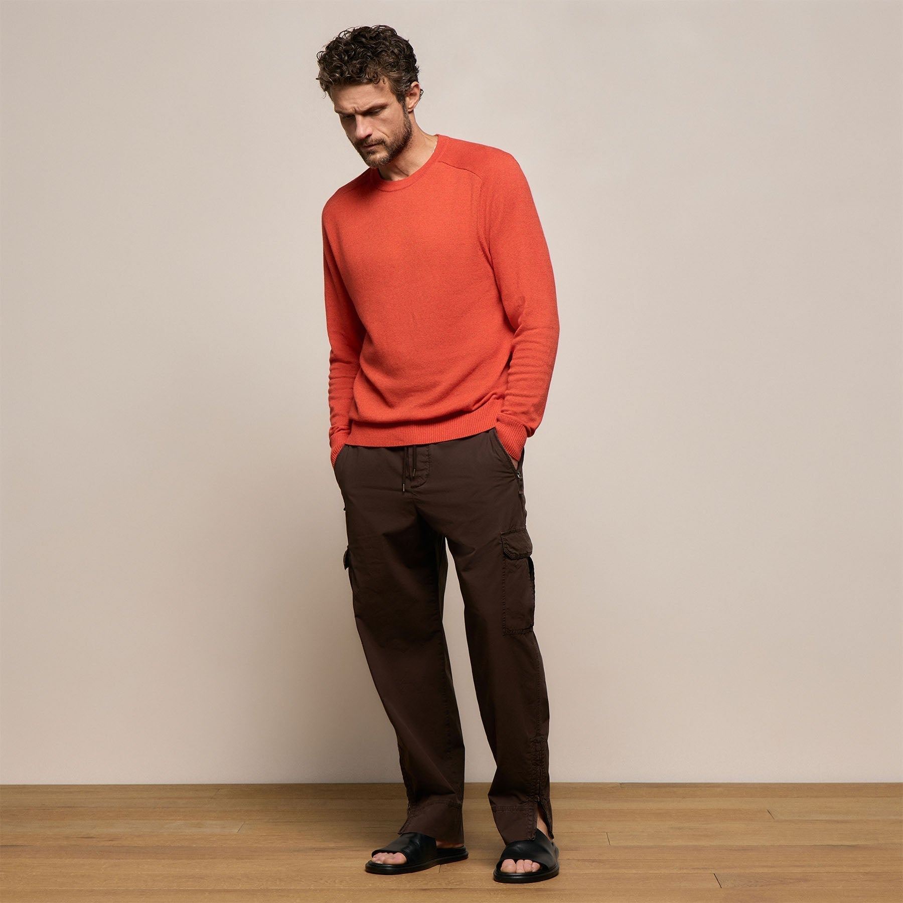 Cotton Cashmere Raglan Crew - Blood Orange