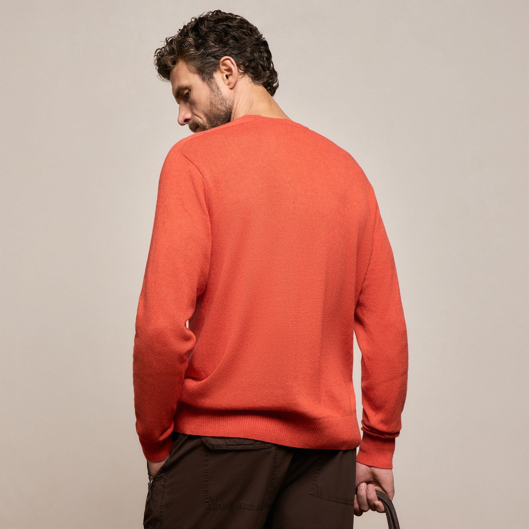 Cotton Cashmere Raglan Crew - Blood Orange