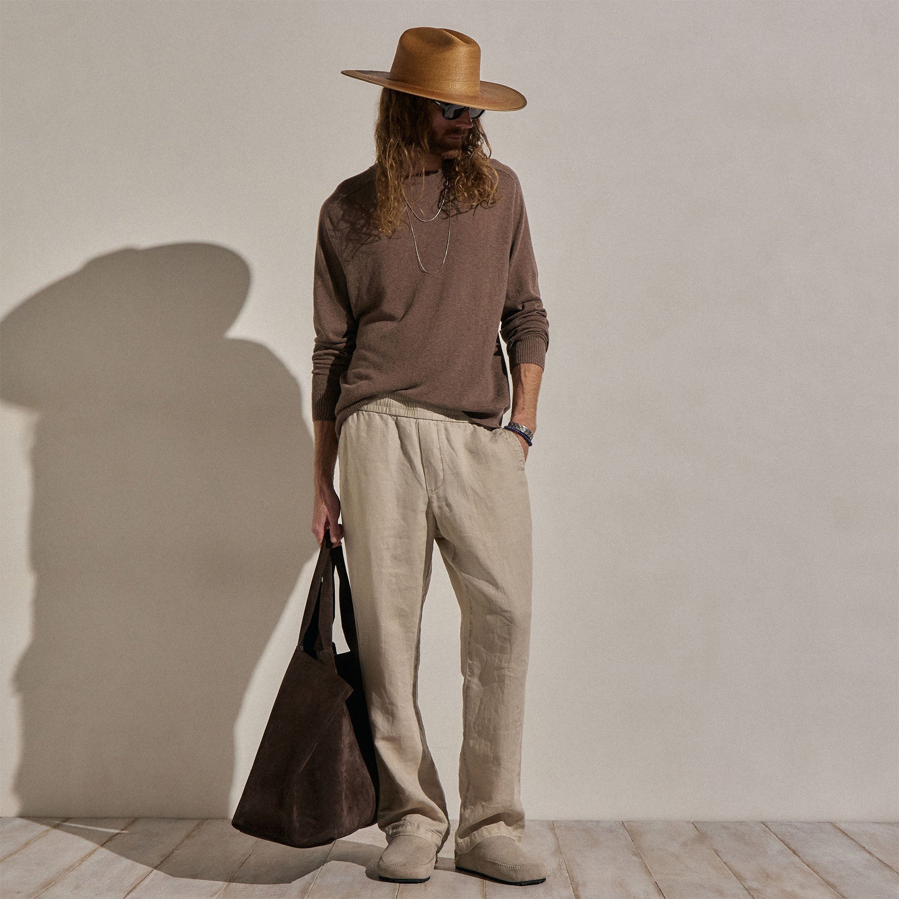 Cotton Cashmere Raglan Crew - Brownstone