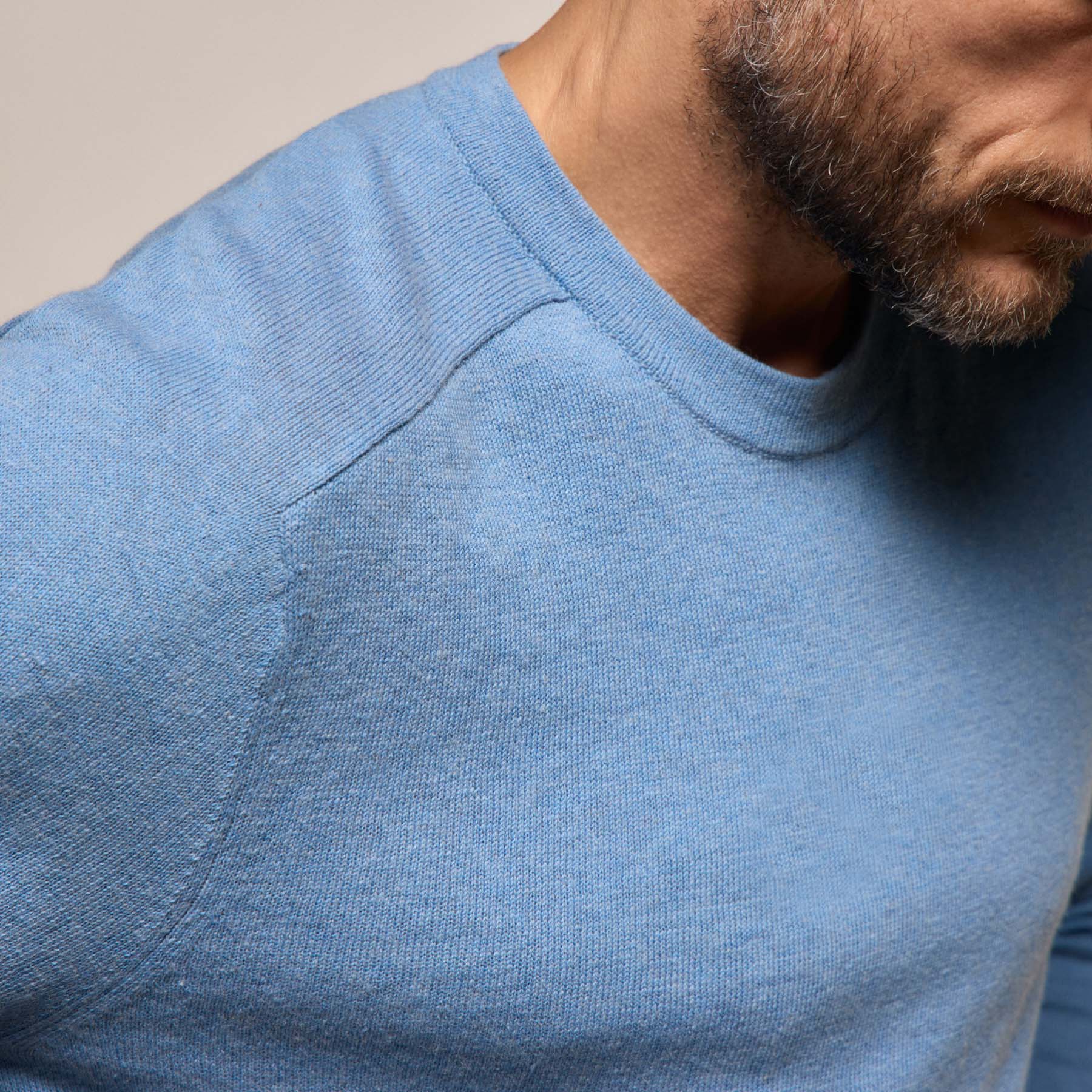 Cotton Cashmere Raglan Crew - Denim