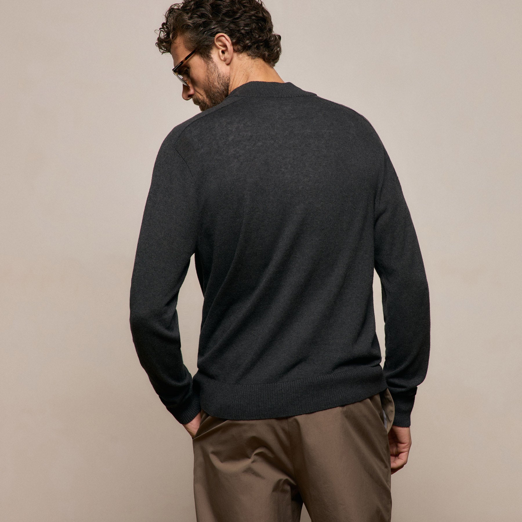 Cotton Cashmere Half Zip - Coal
