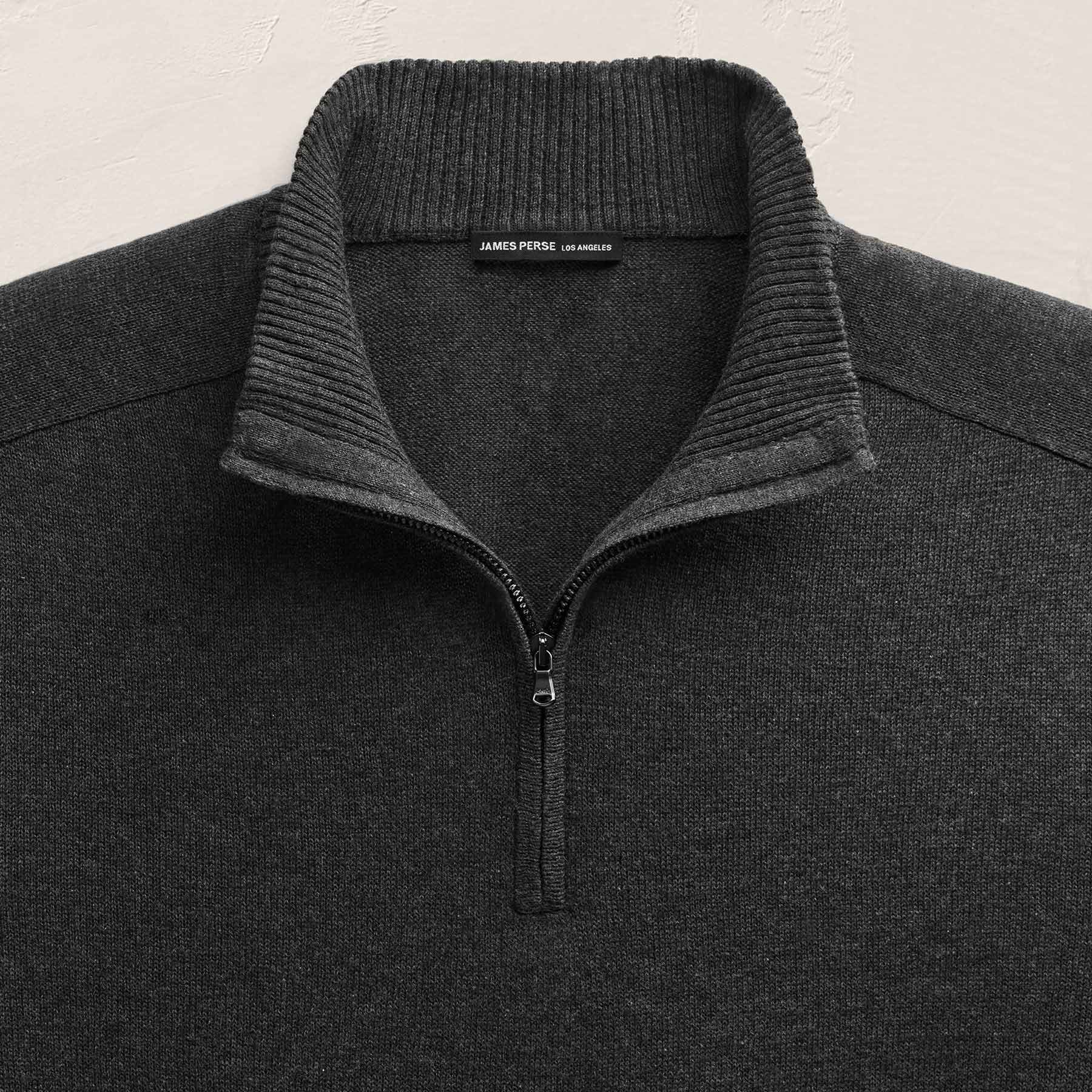 Cotton Cashmere Half Zip - Coal