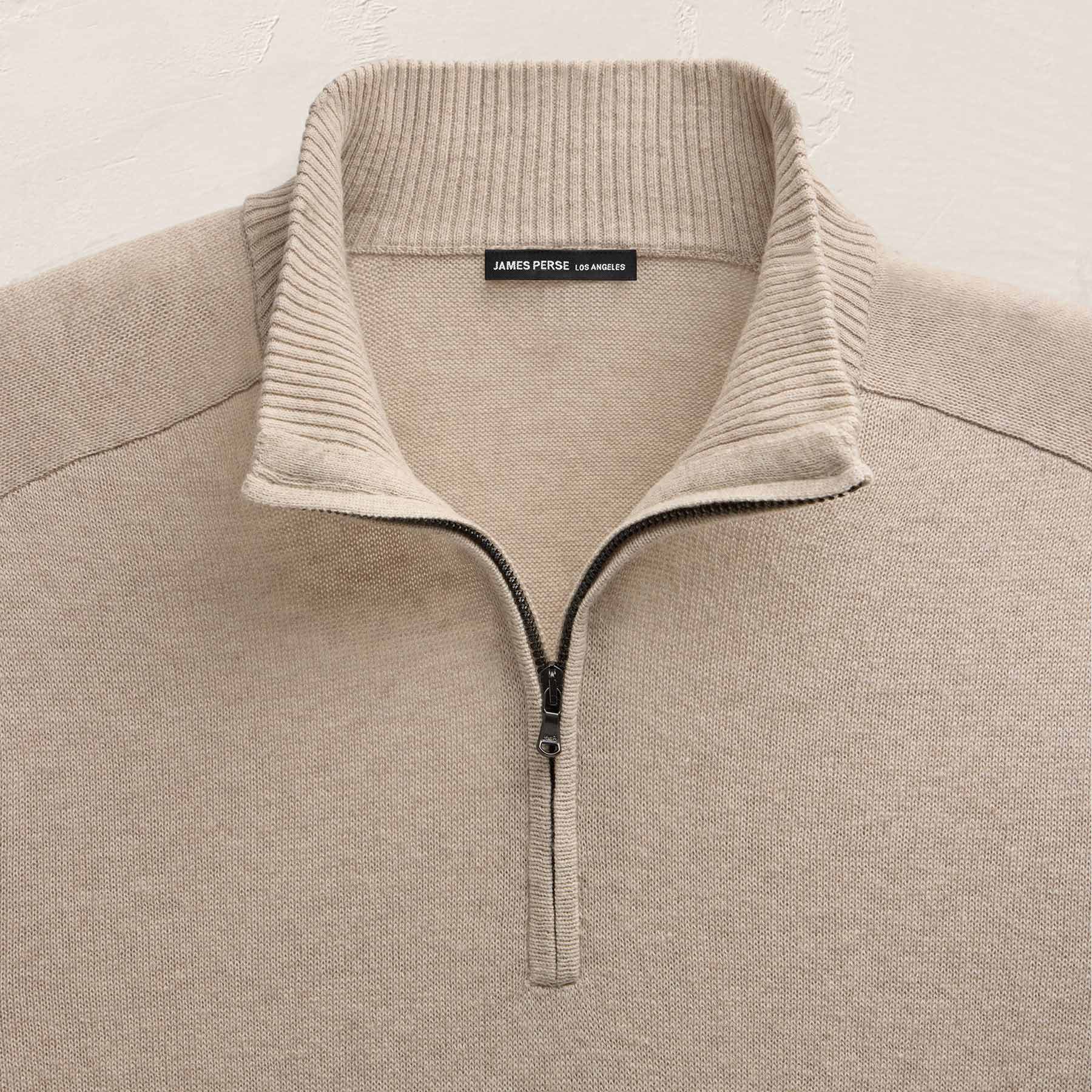 Cotton Cashmere Half Zip - Wheat