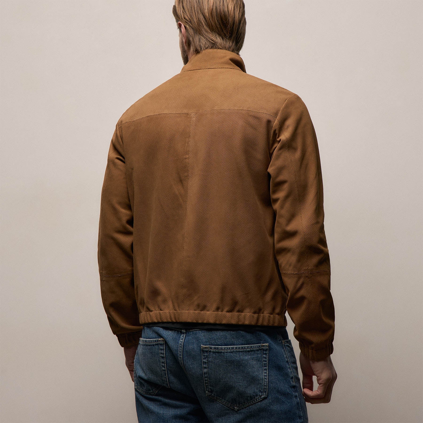 Perforated Suede Sport Jacket - Gingerbread