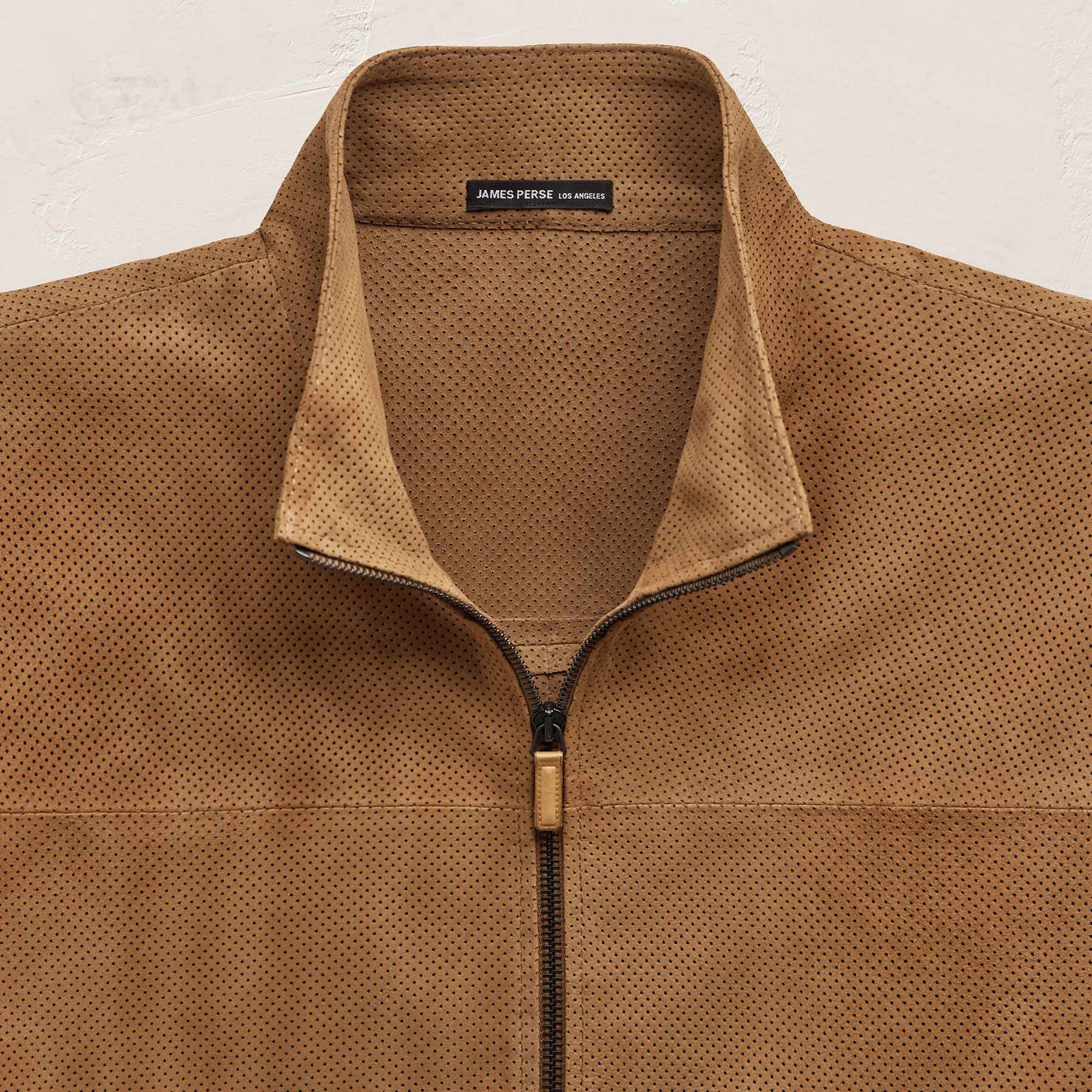 Perforated Suede Sport Jacket - Gingerbread