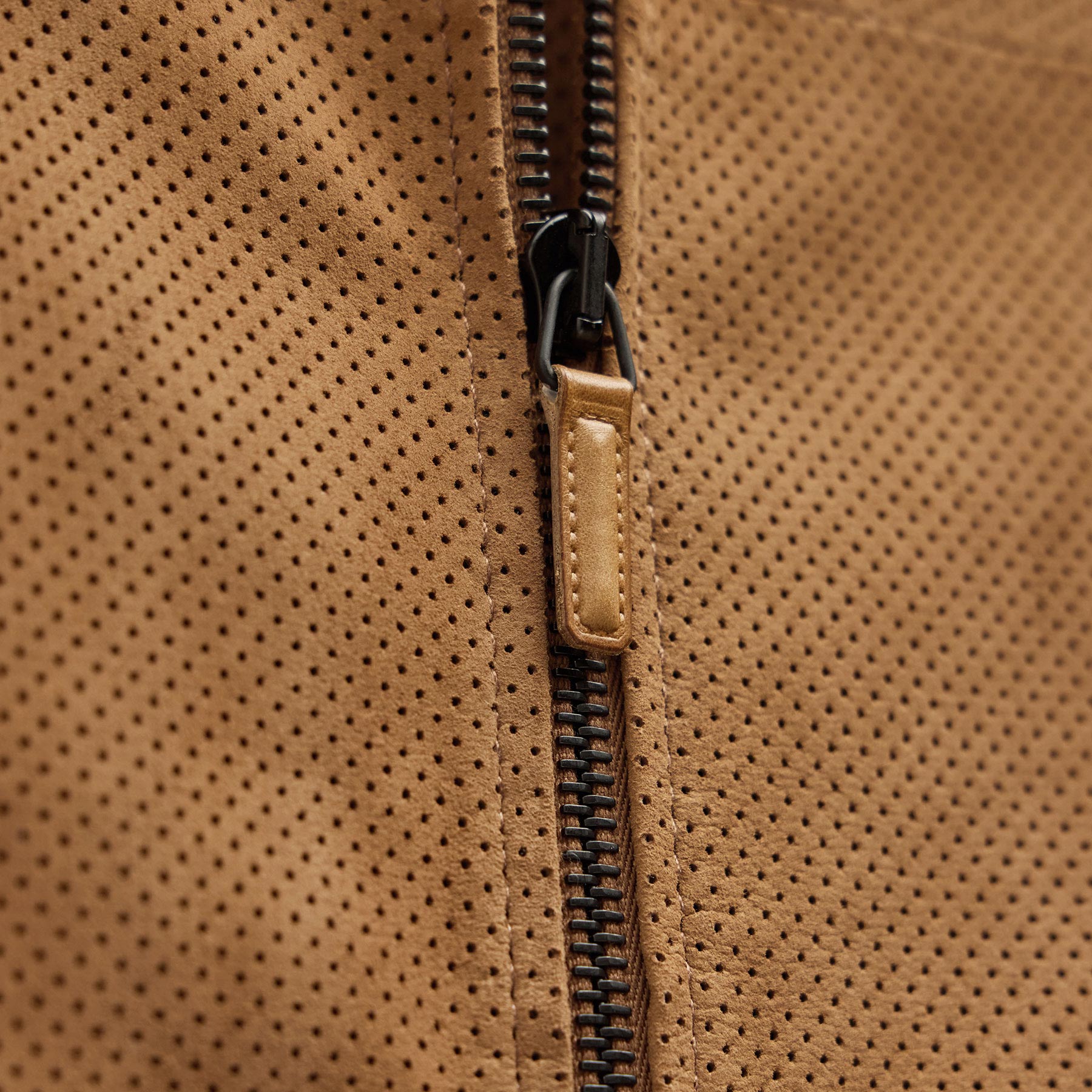 Perforated Suede Sport Jacket - Gingerbread