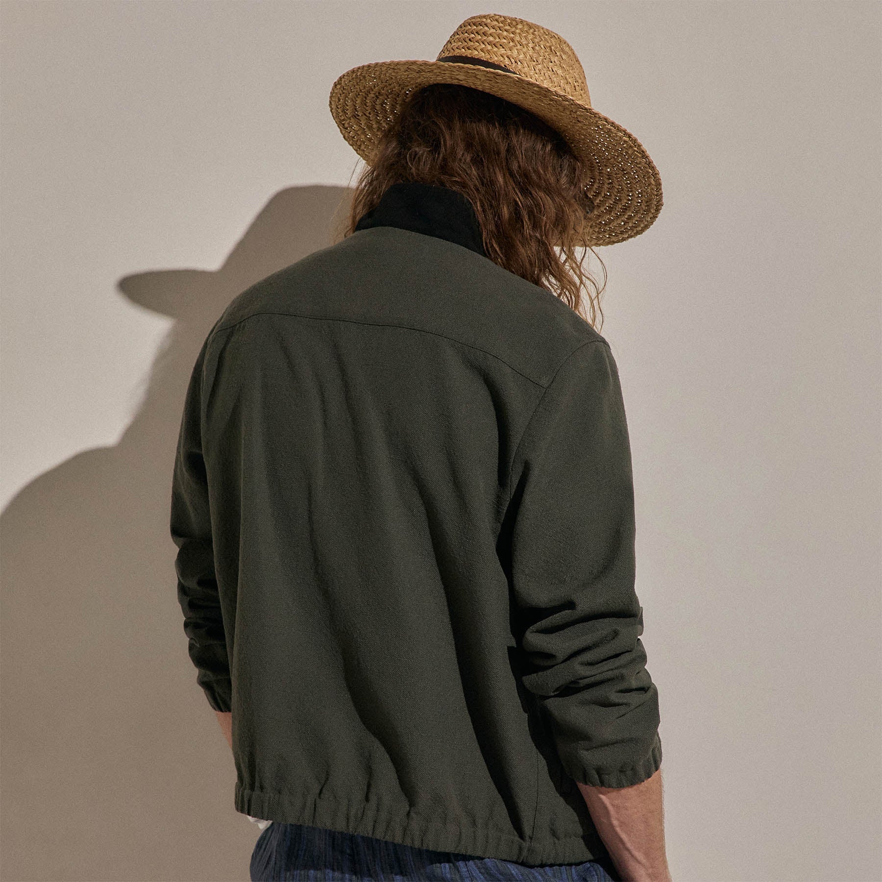 Suede Trimmed Track Jacket - Dark Olive/Black