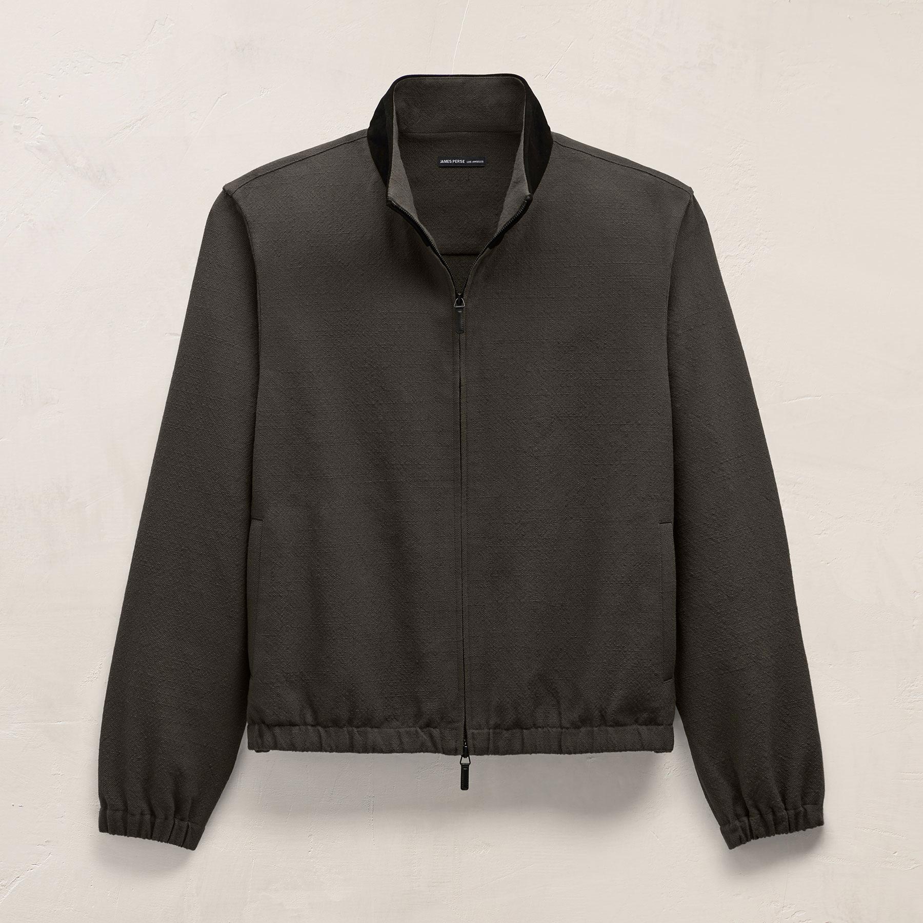 Suede Trimmed Track Jacket - Dark Olive/Black