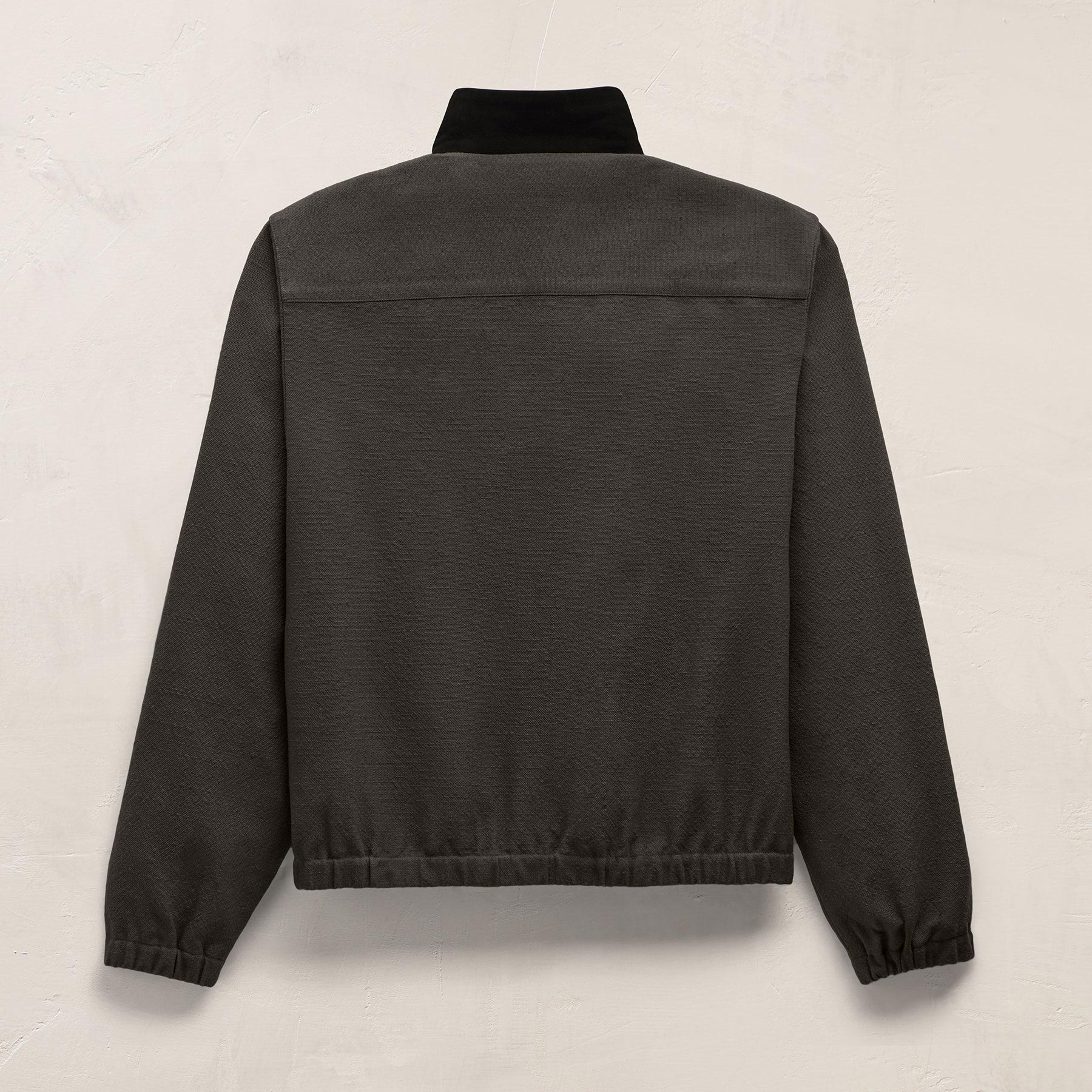 Suede Trimmed Track Jacket - Dark Olive/Black