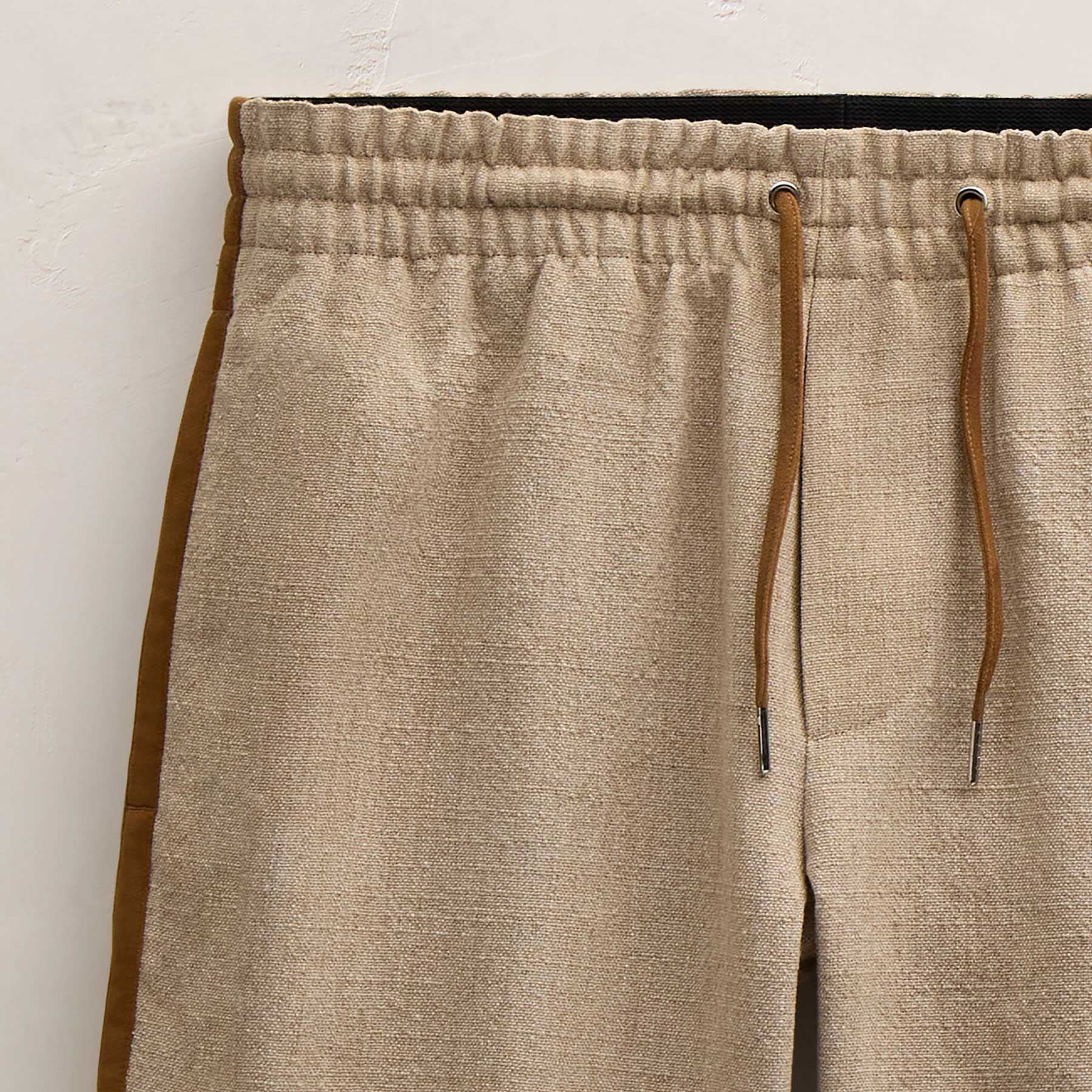 Suede Trimmed Track Short - Natural/Tobacco