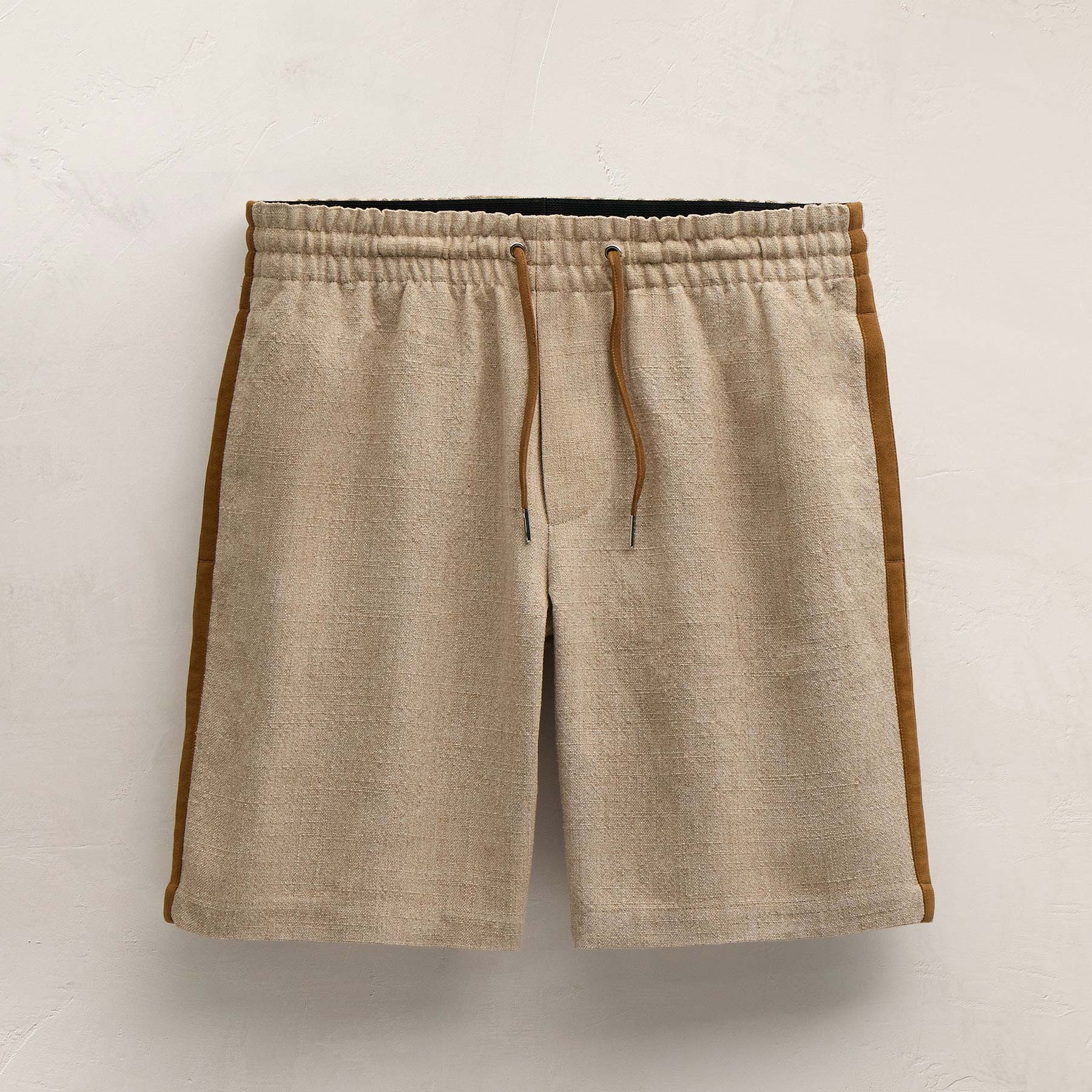 Suede Trimmed Track Short - Natural/Tobacco