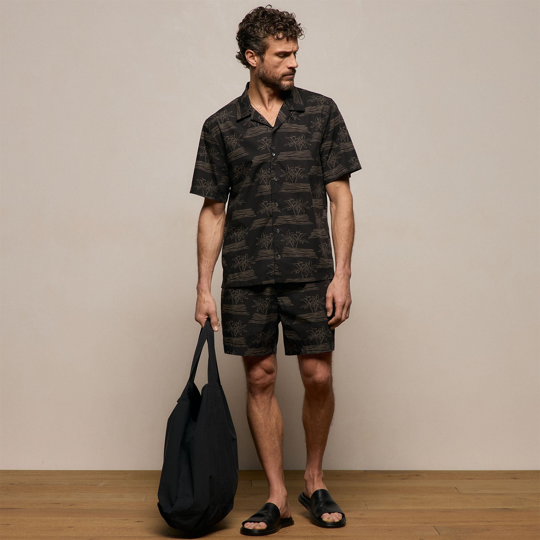Palm Printed Shirt - Black/Light Olive Pigment