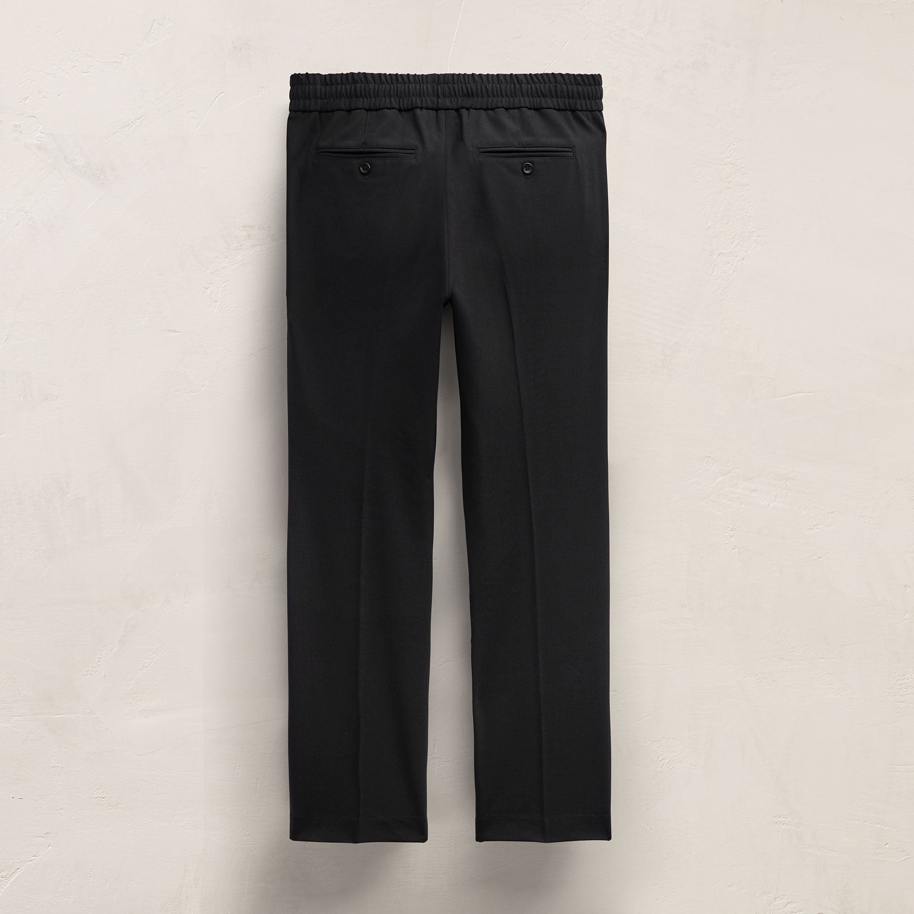 Wool Stretch Pull On Trouser - Black