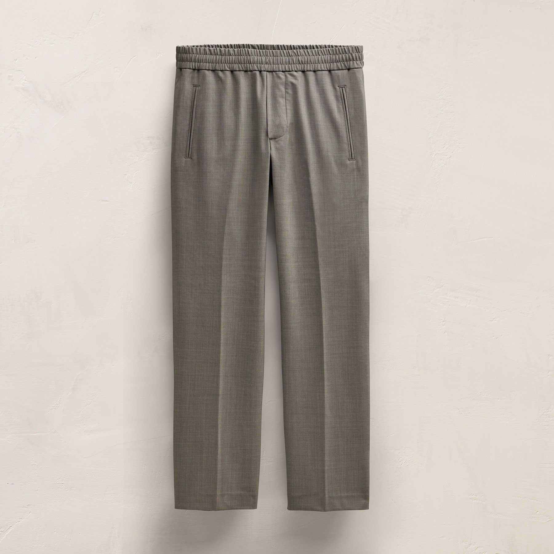 Wool Stretch Pull On Trouser - Light Olive