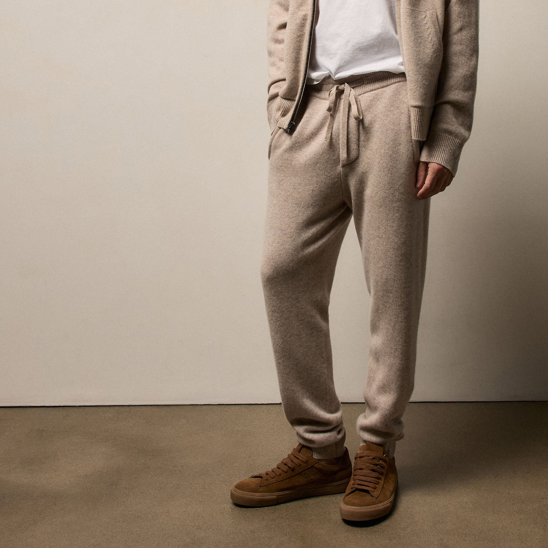 Recycled Cashmere Track Pant With Pockets - Stone