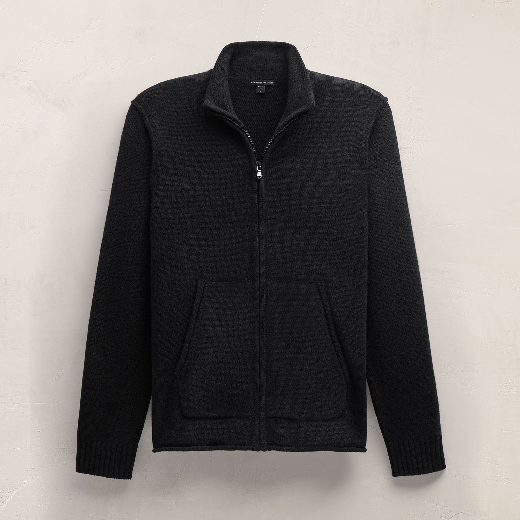 Recycled Cashmere Full Zip Sweater - Black
