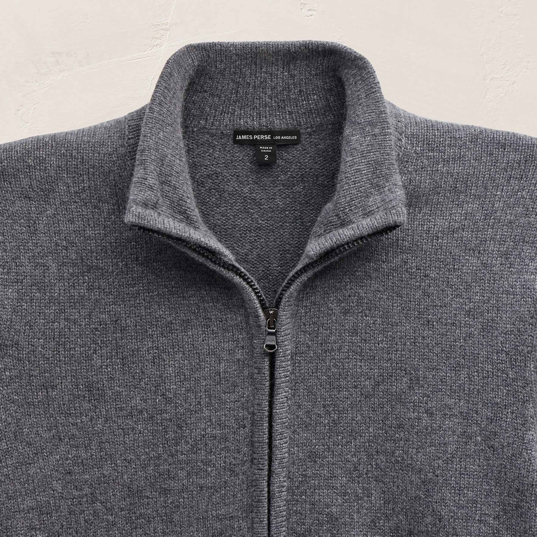 Recycled Cashmere Full Zip Sweater - Flannel