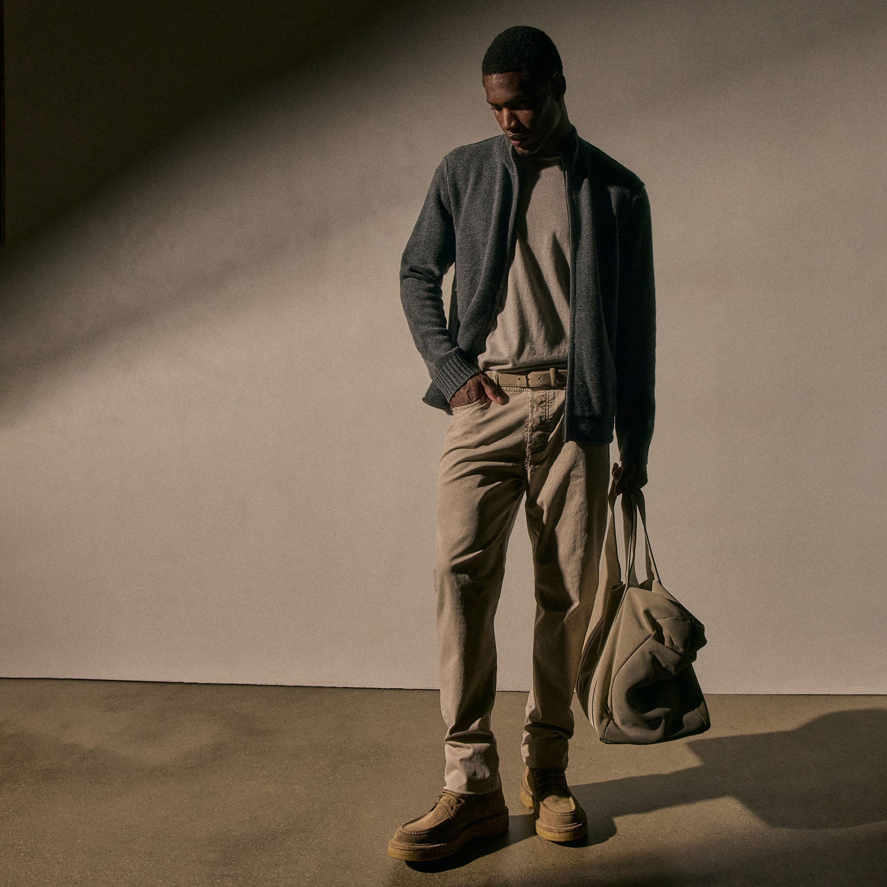Recycled Cashmere Full Zip Sweater - Flannel